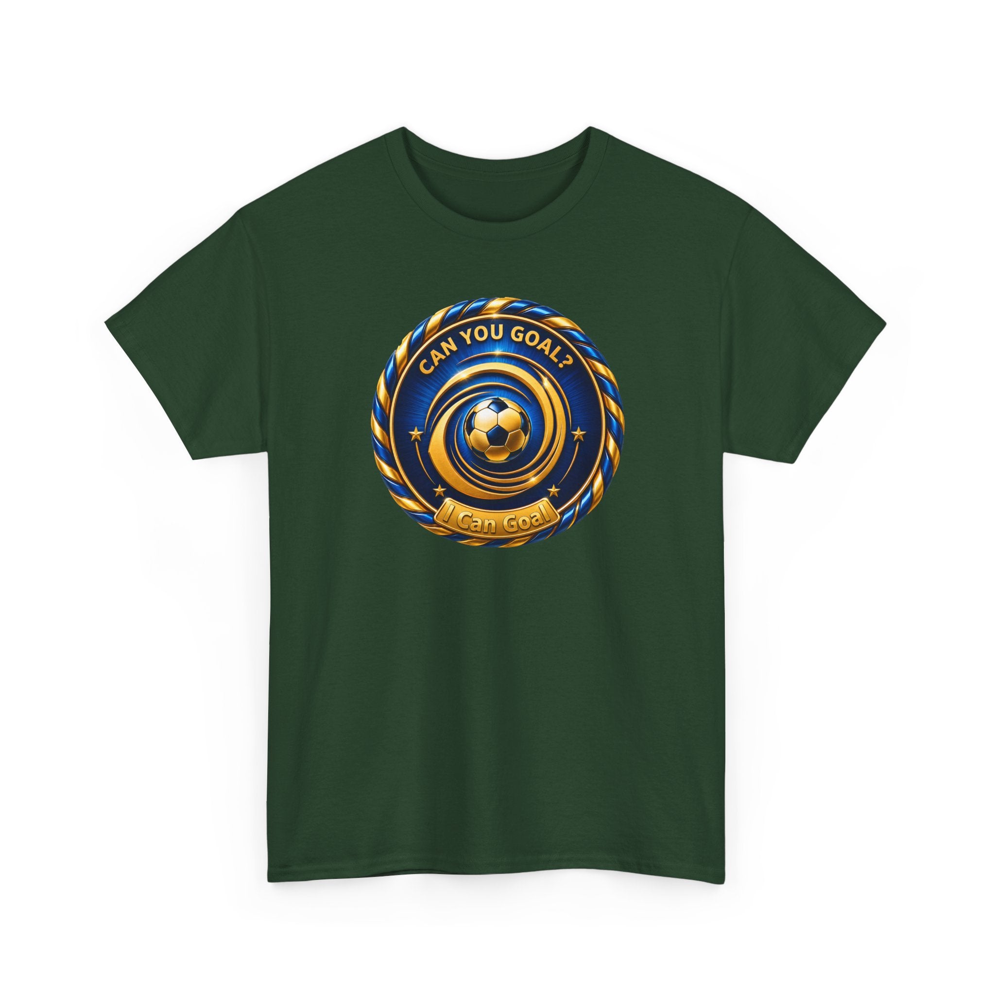 Soccer Badge Tee — "Can You Goal?" Graphic Soccer Shirt