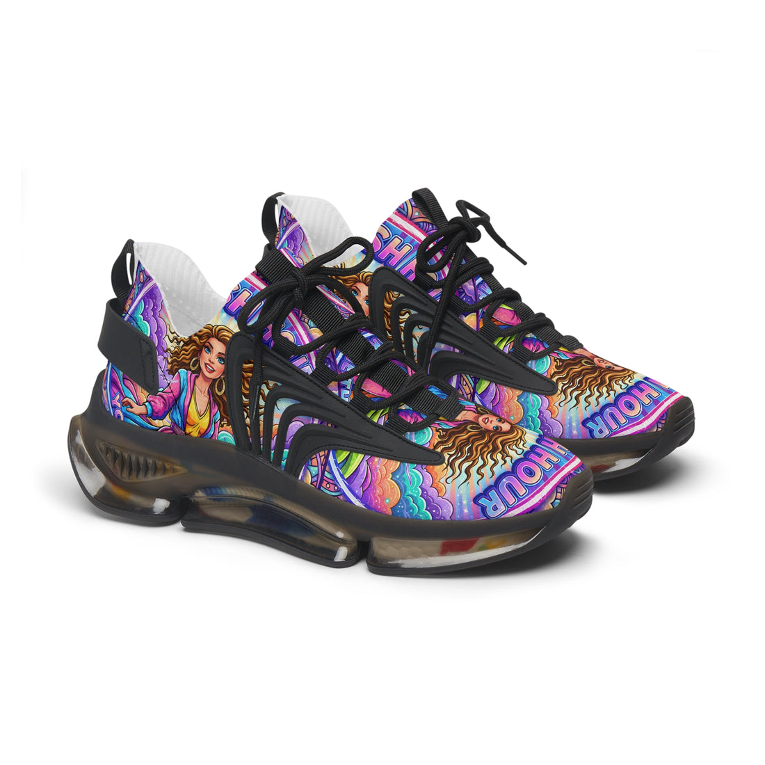 Mesh Sneakers — Vibrant 'Rush Hour' Retro Goddess Athletic Shoes