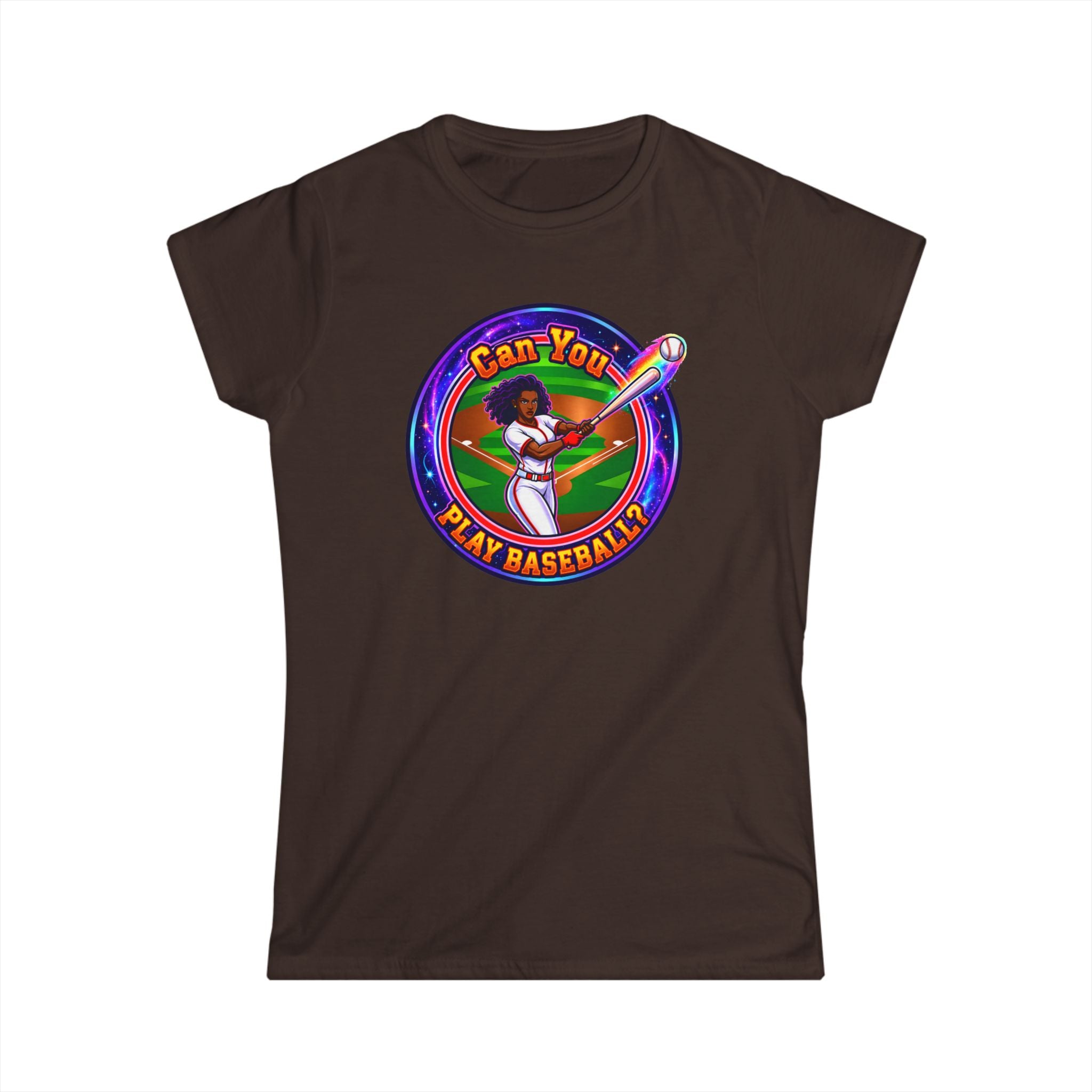 "Can You Play Baseball" Women's Baseball Tee – Feminine Softstyle Baseball Shirt