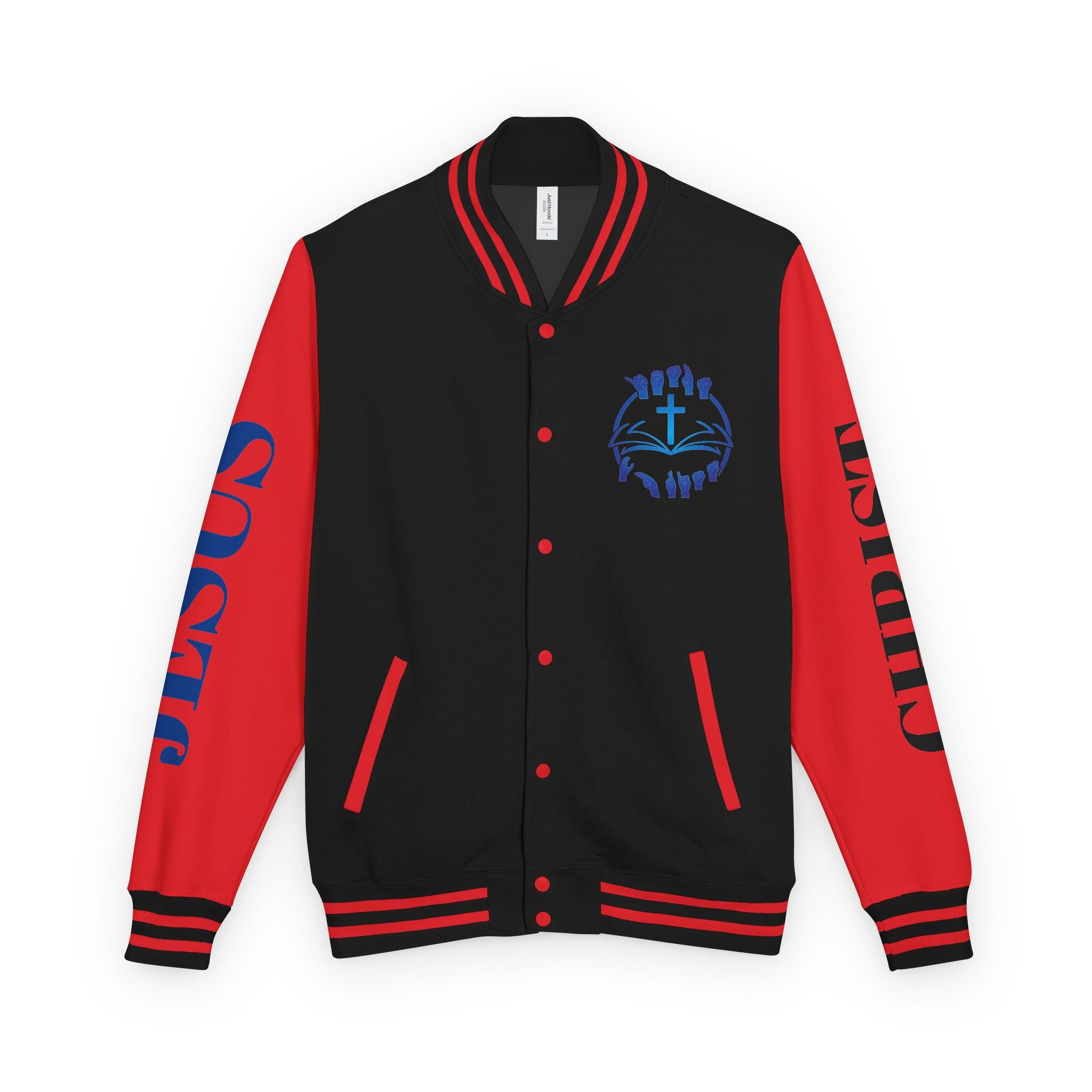 Christian Cross Letterman Jacket — Faith Crewneck Varsity Jacket