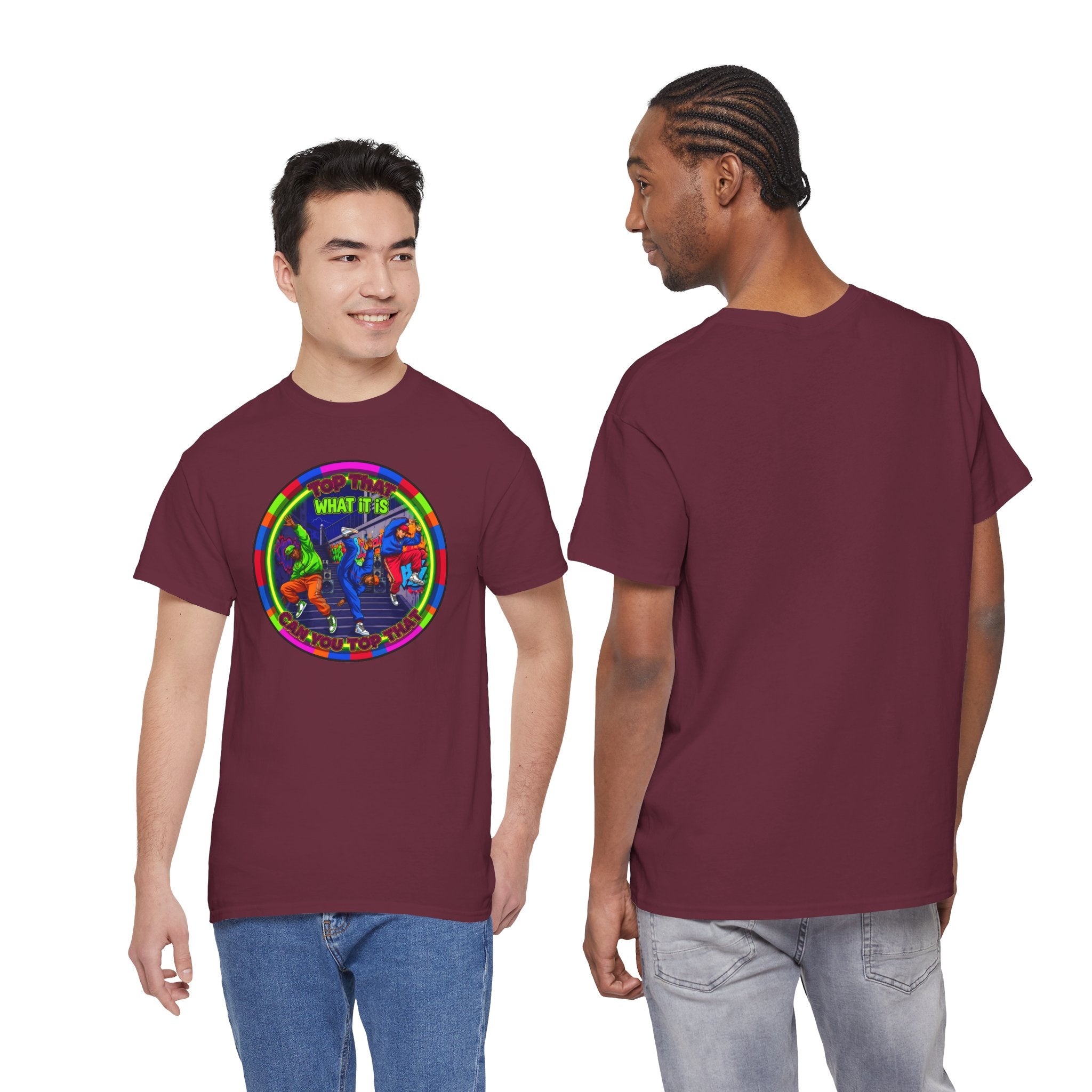 Dance Crew T-Shirt – "Top That What It Is" Retro Neon Graphic Tee