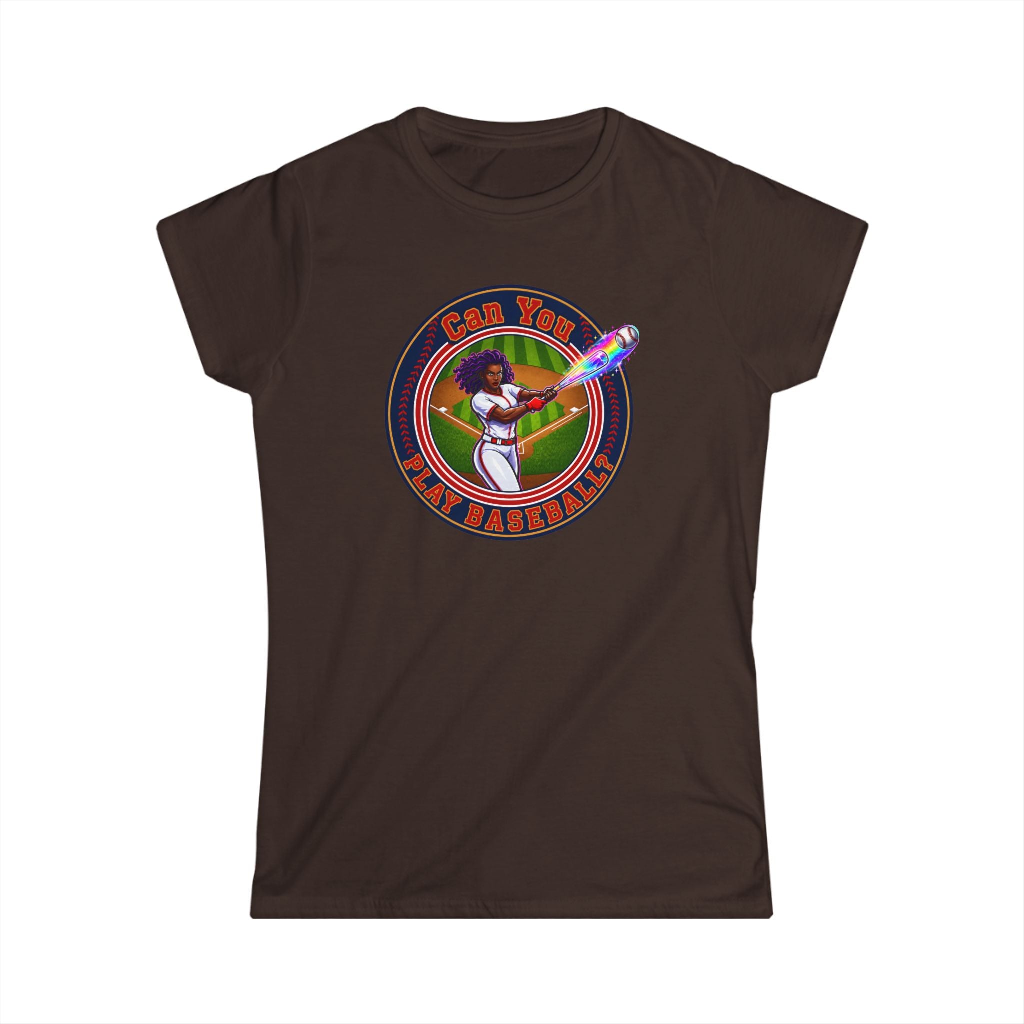 Can You Play Baseball? Women's Baseball Graphic Tee - Vintage Batter Design