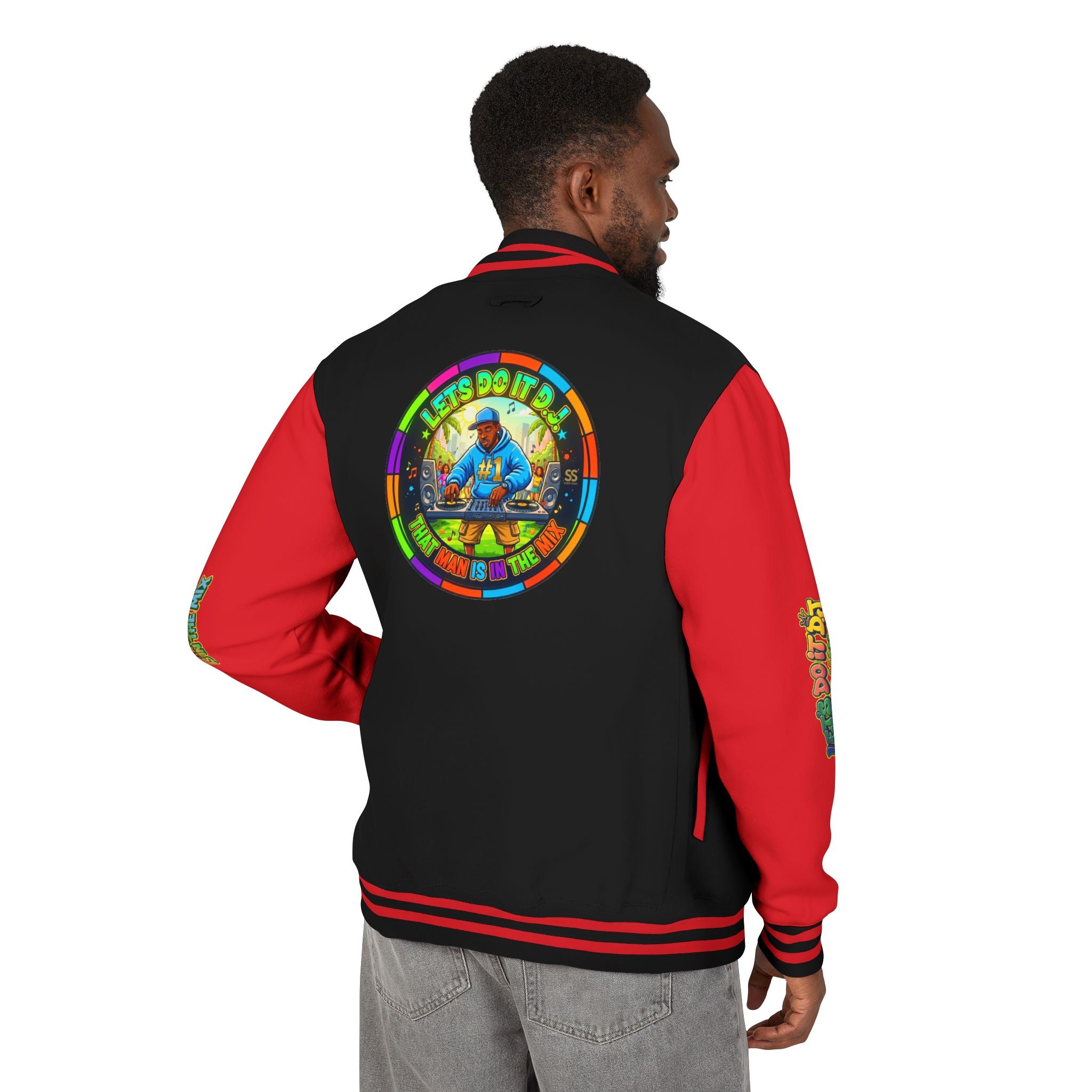 Letterman Jacket — 'Let's Do It' DJ Graphic Varsity Jacket