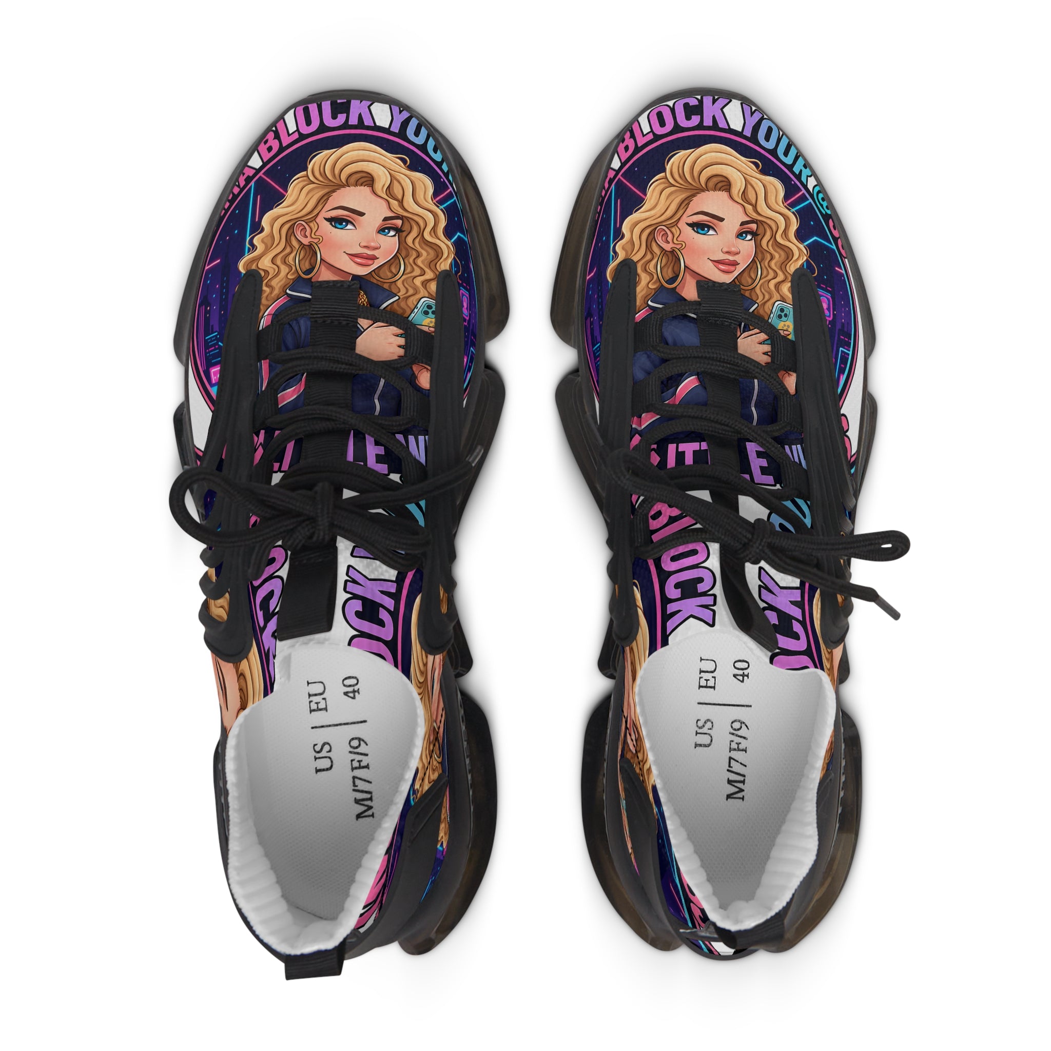 Women's Mesh Sneakers — 'Don't Block Your Blessings' Graphic Athletic Shoes