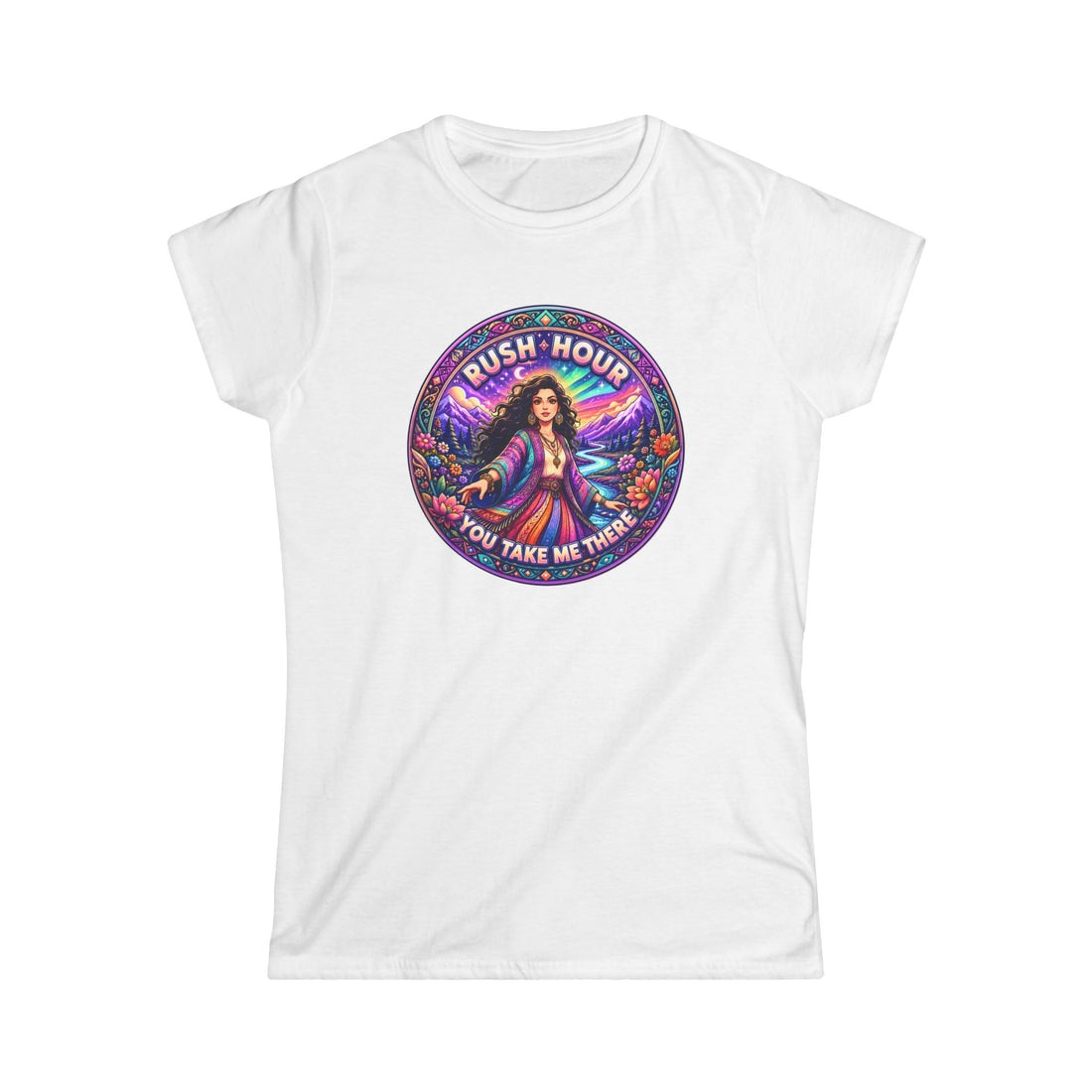 Retro Floral Tee — "You Take Me There" Women's Graphic T-Shirt