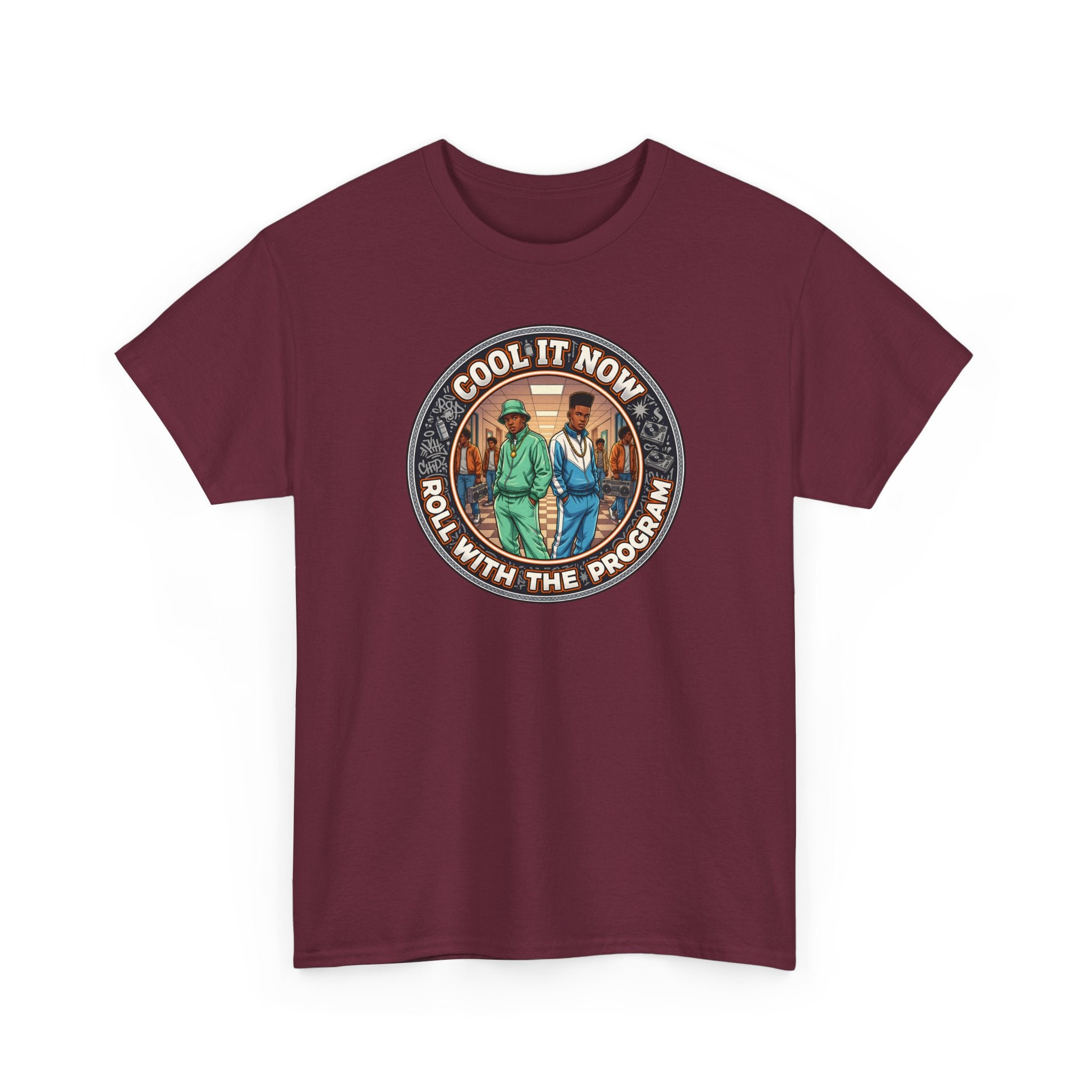 Cool It Now Tee — "Cool It Now Roll With The Program" Vintage Patch Graphic T-Shirt