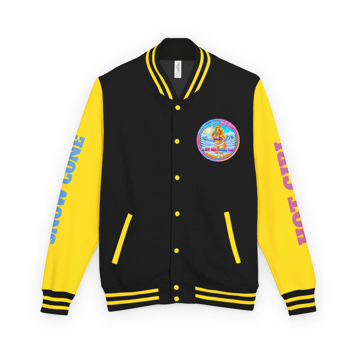 Angel Pinup Letterman Jacket — "Snowcone Hot Girl " Graphic Varsity Jacket