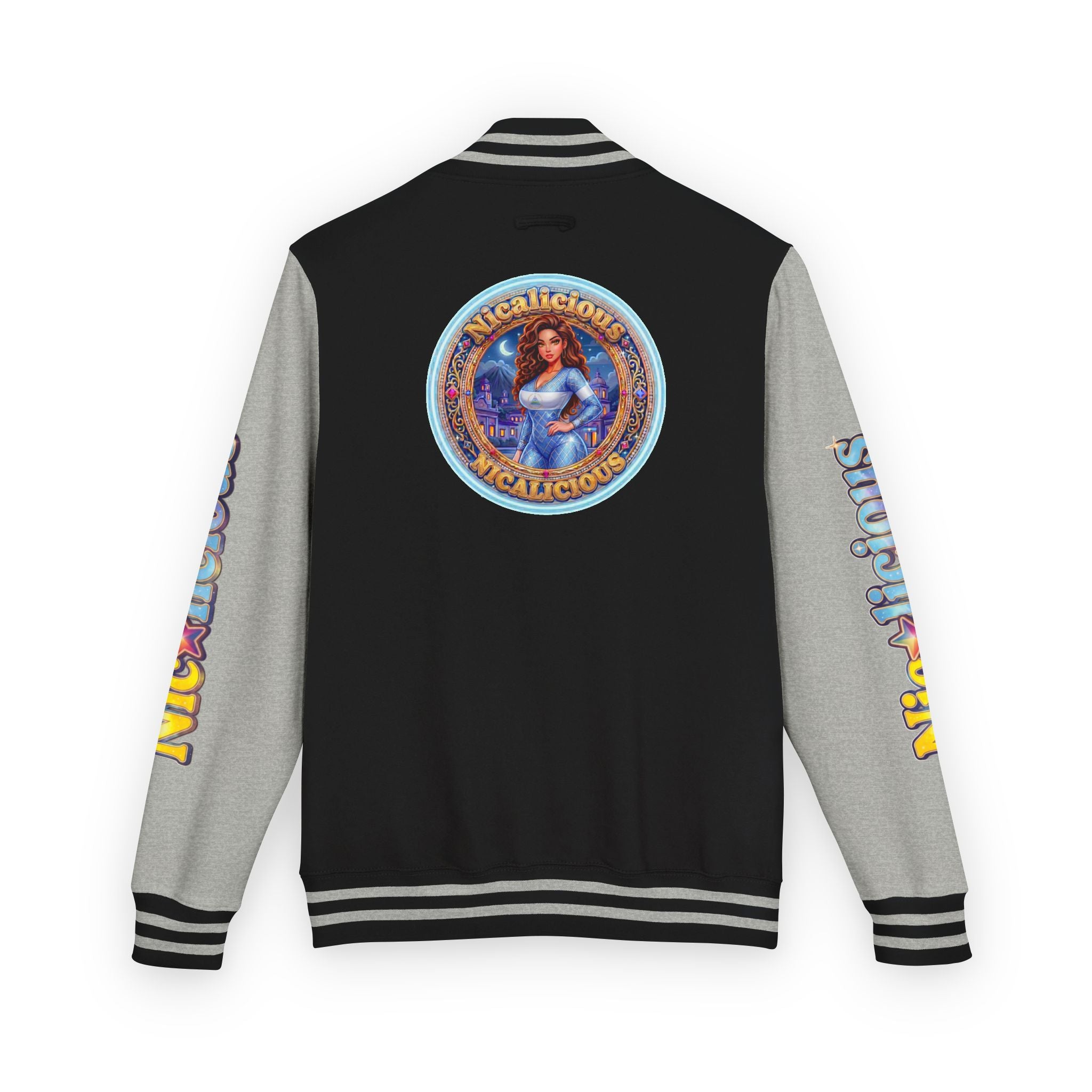 "Nicalicious" Letterman Jacket - Retro Pinup Graphic Varsity Bomber