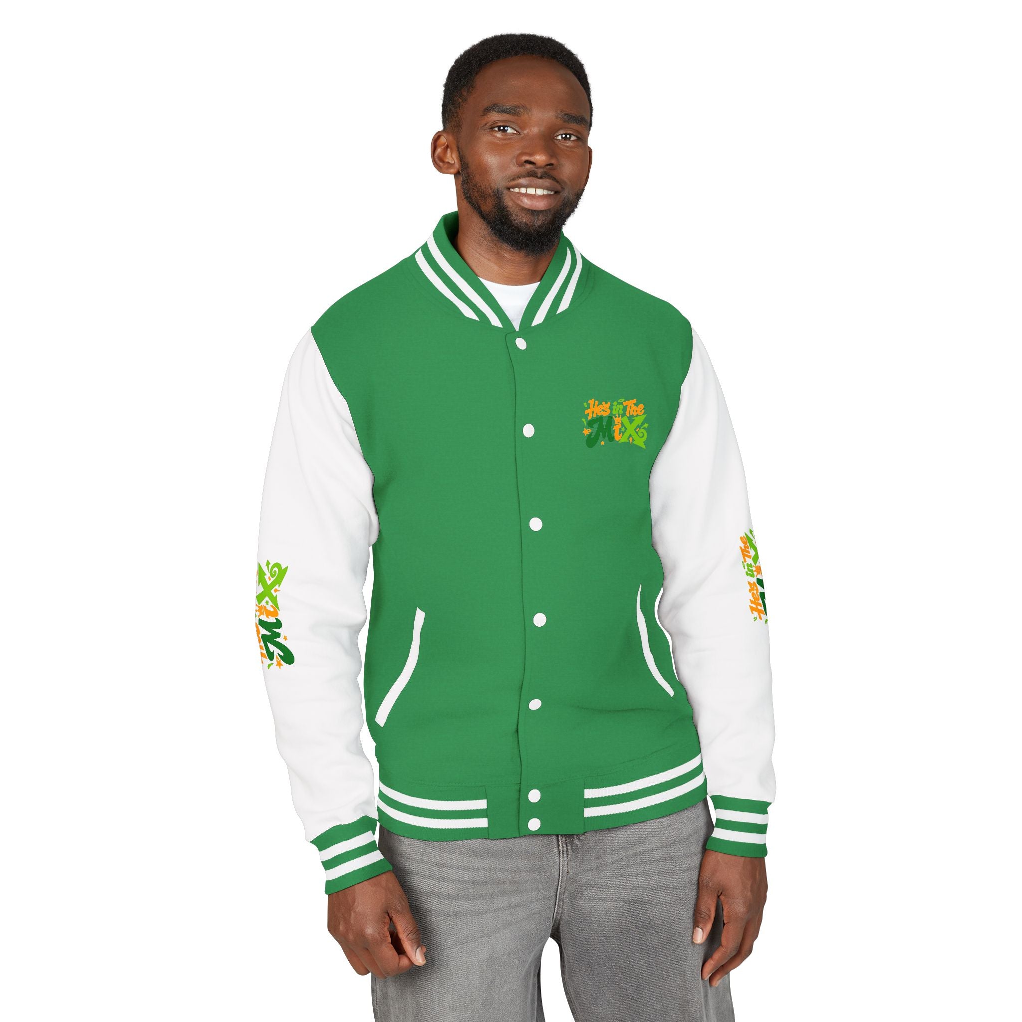 Letterman Jacket - "He's in the Mix" Retro Graffiti Varsity Jacket