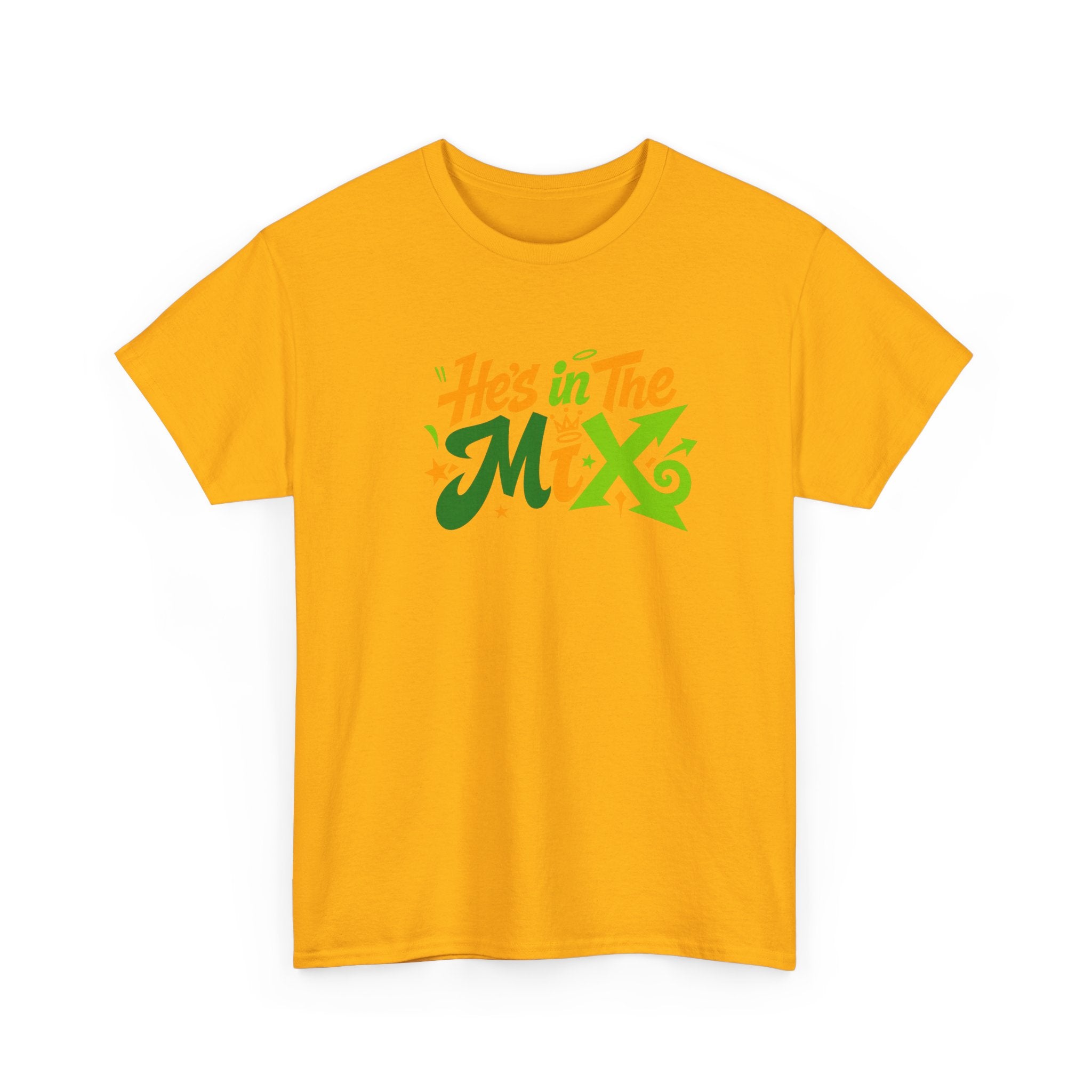 "He's in the Mix" T-Shirt — Retro Green & Orange DJ/Music Tee