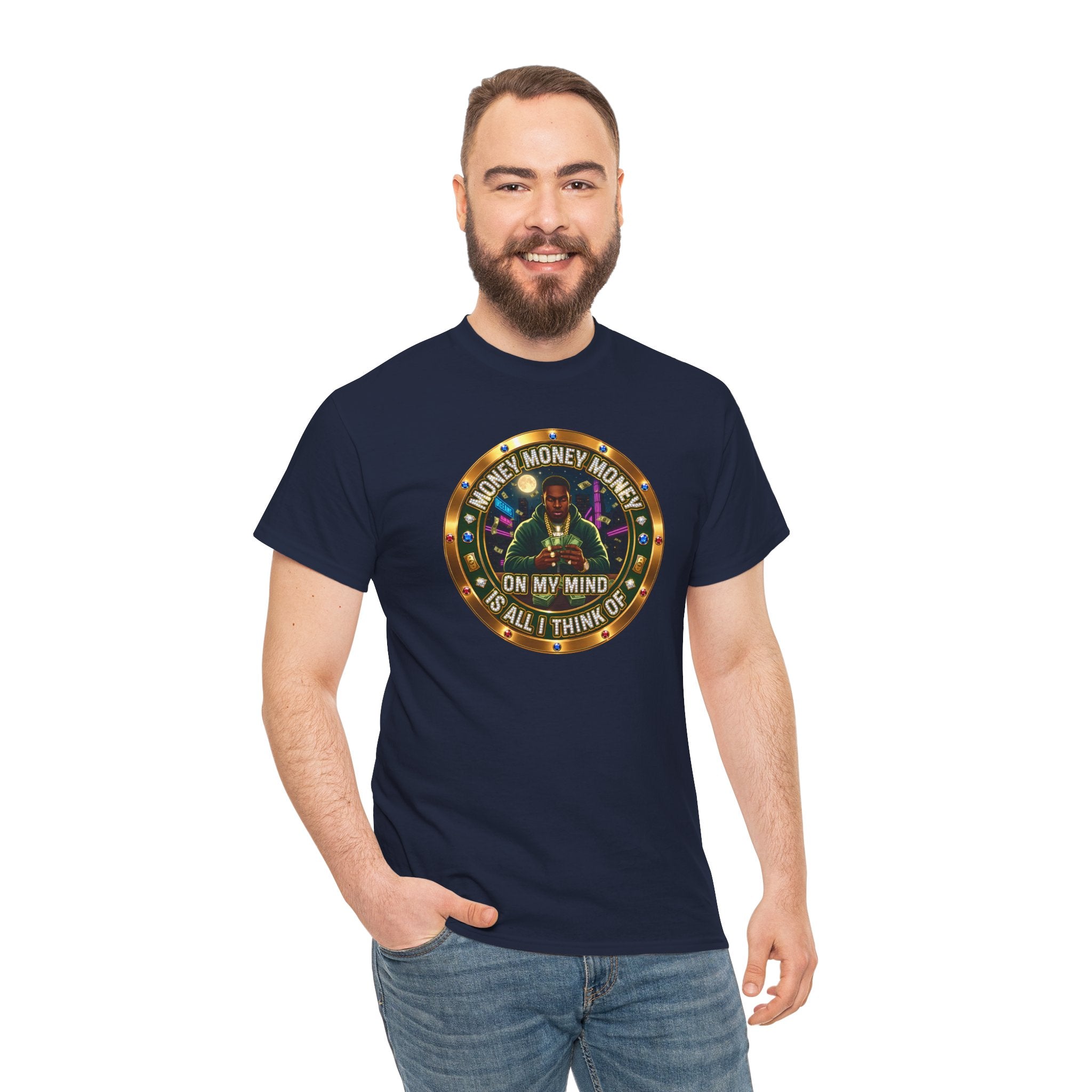 "Money On My Mind" Graphic Tee — Retro Casino Coin Design