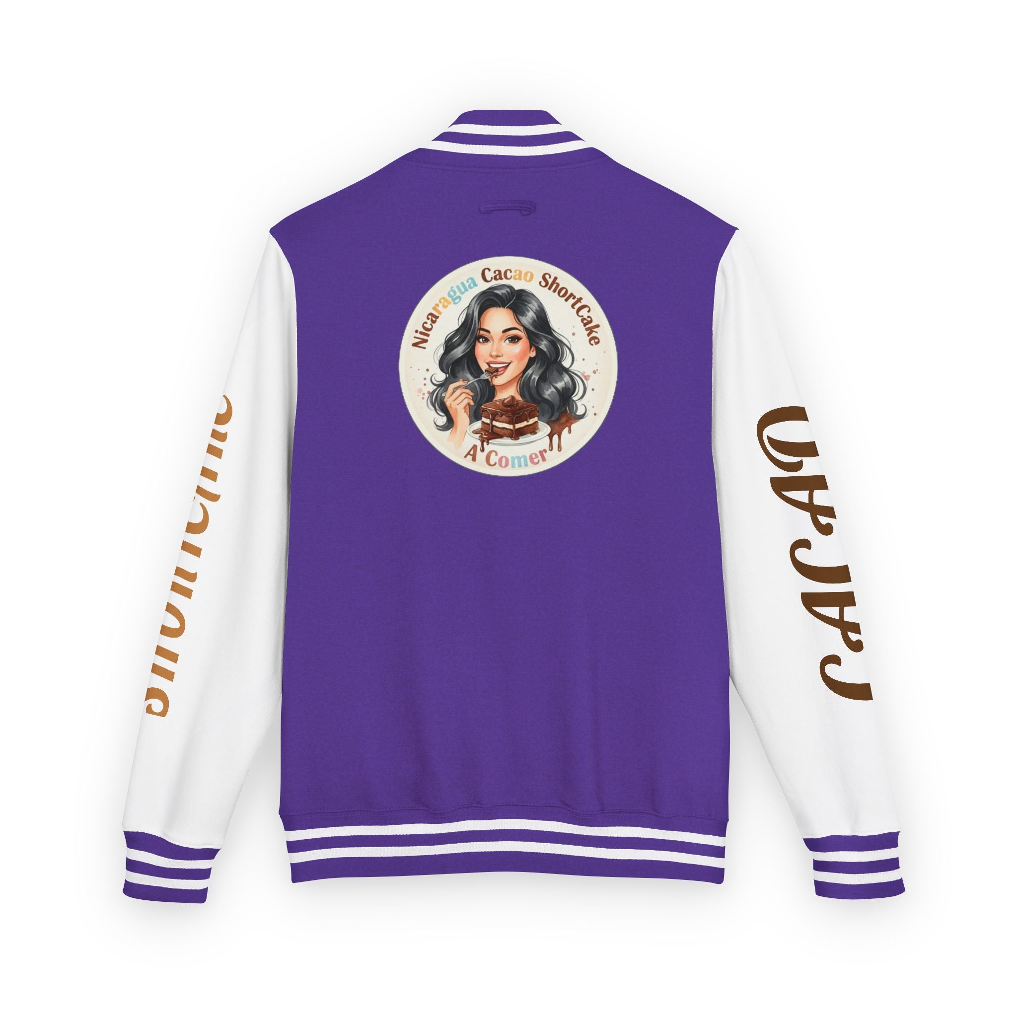 Vintage Pin-Up Letterman Jacket —Cacao Chocolate Shortcake Retro Logo Varsity Jacket