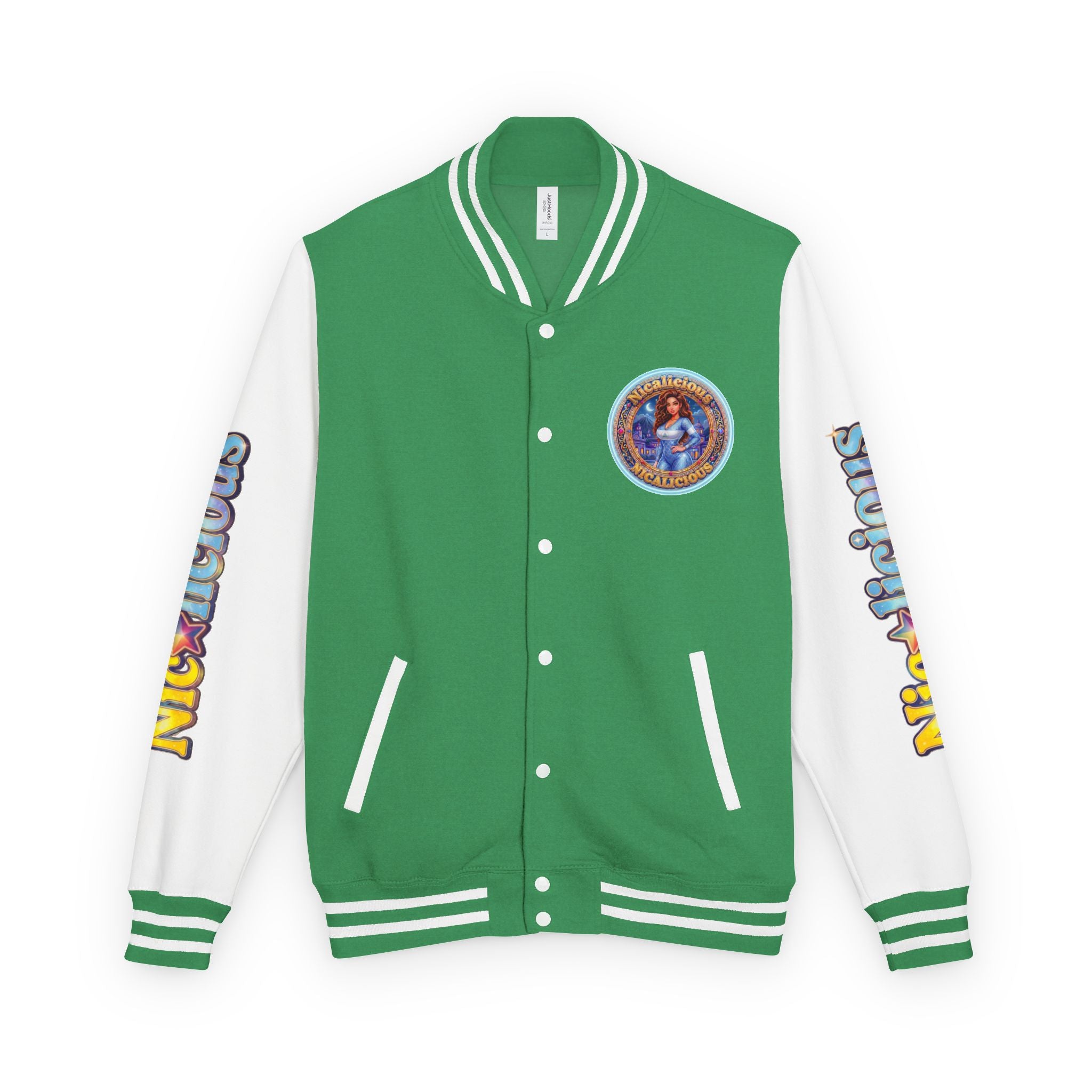 "Nicalicious" Letterman Jacket - Retro Pinup Graphic Varsity Bomber