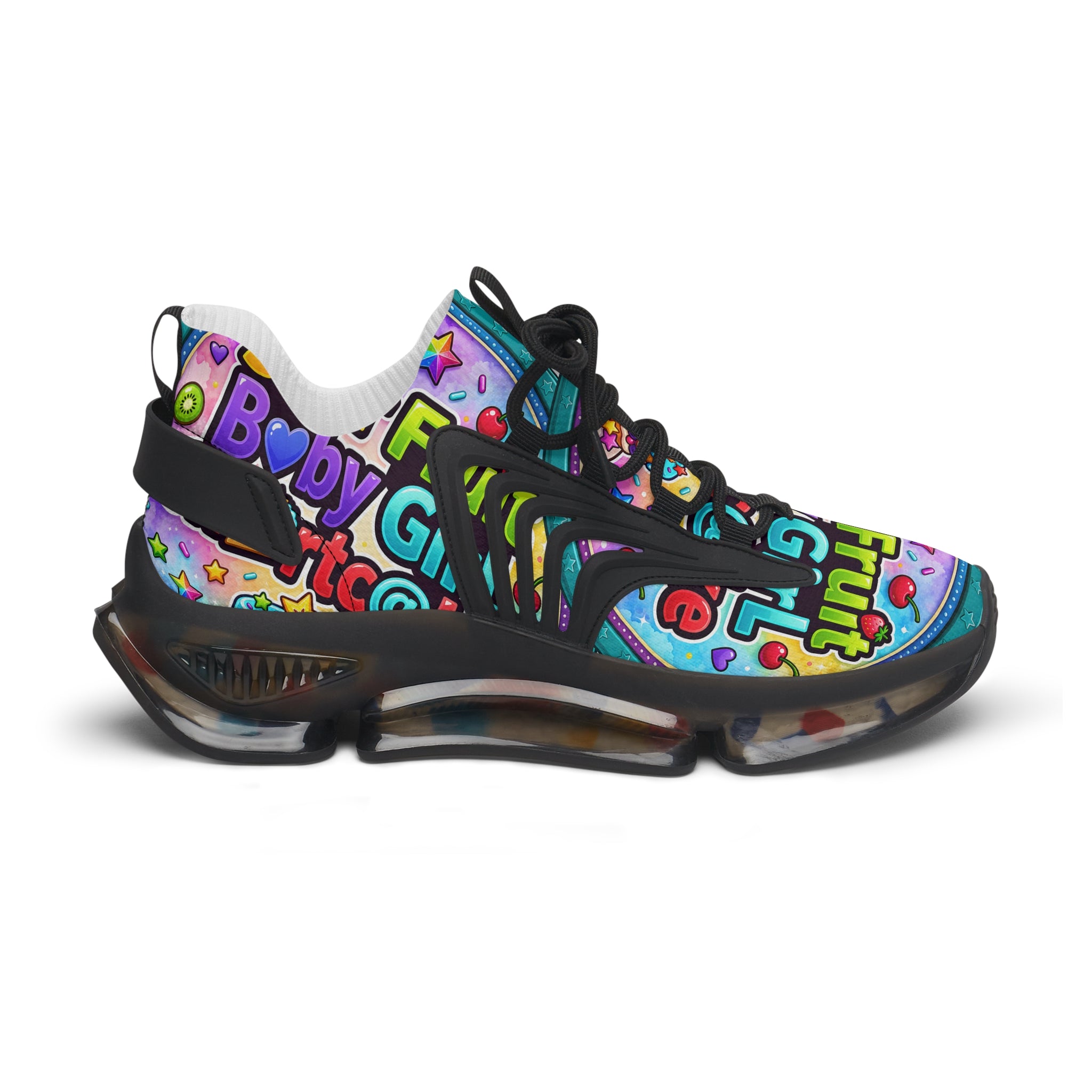 Colorful Graffiti Mesh Sneakers – 'Star Fruit Baby Shortcake' Graphic Women's Athletic Shoes