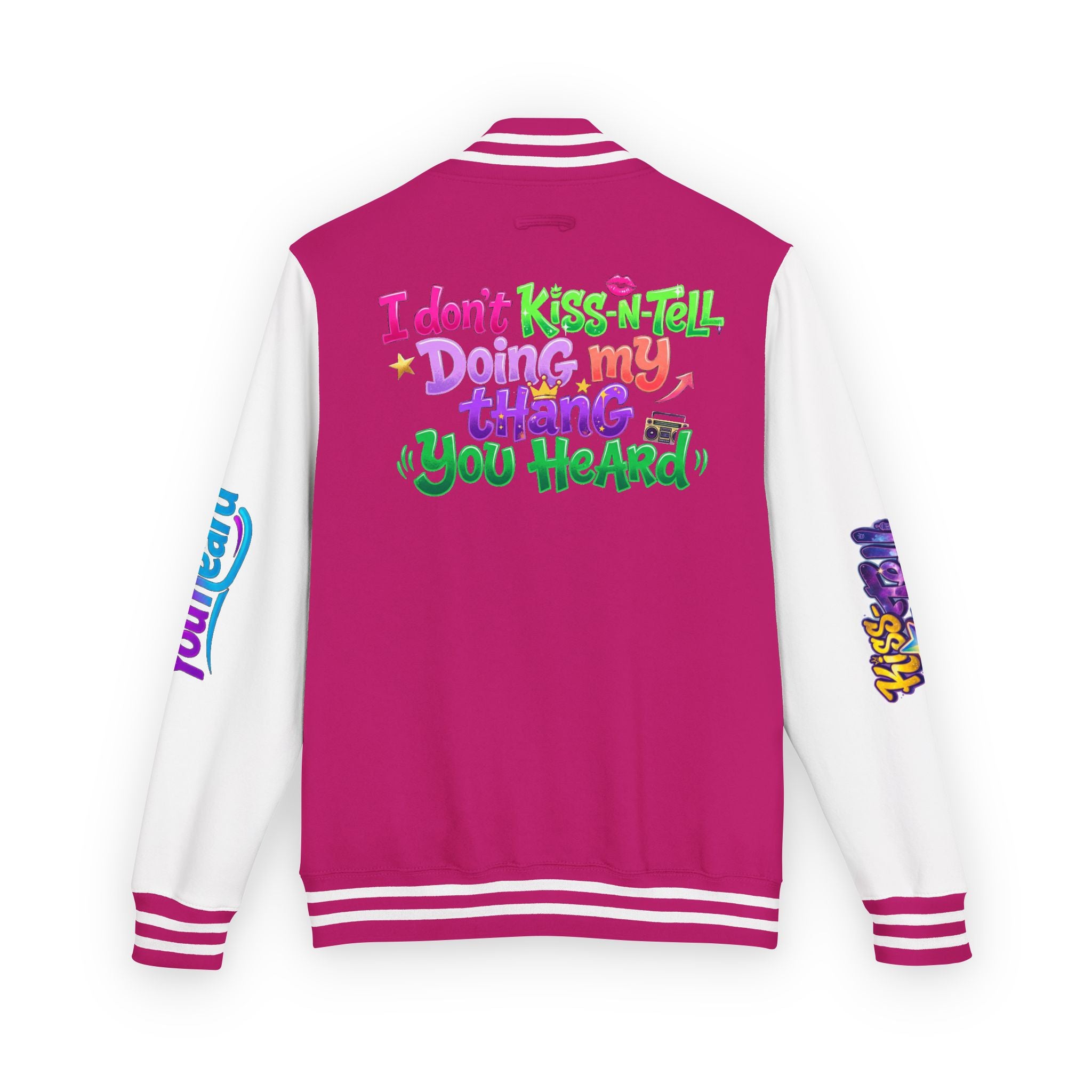 Letterman Jacket — "I Don't Kiss-N-Tell, Doing My Thang You Heard" Colorful Streetwear