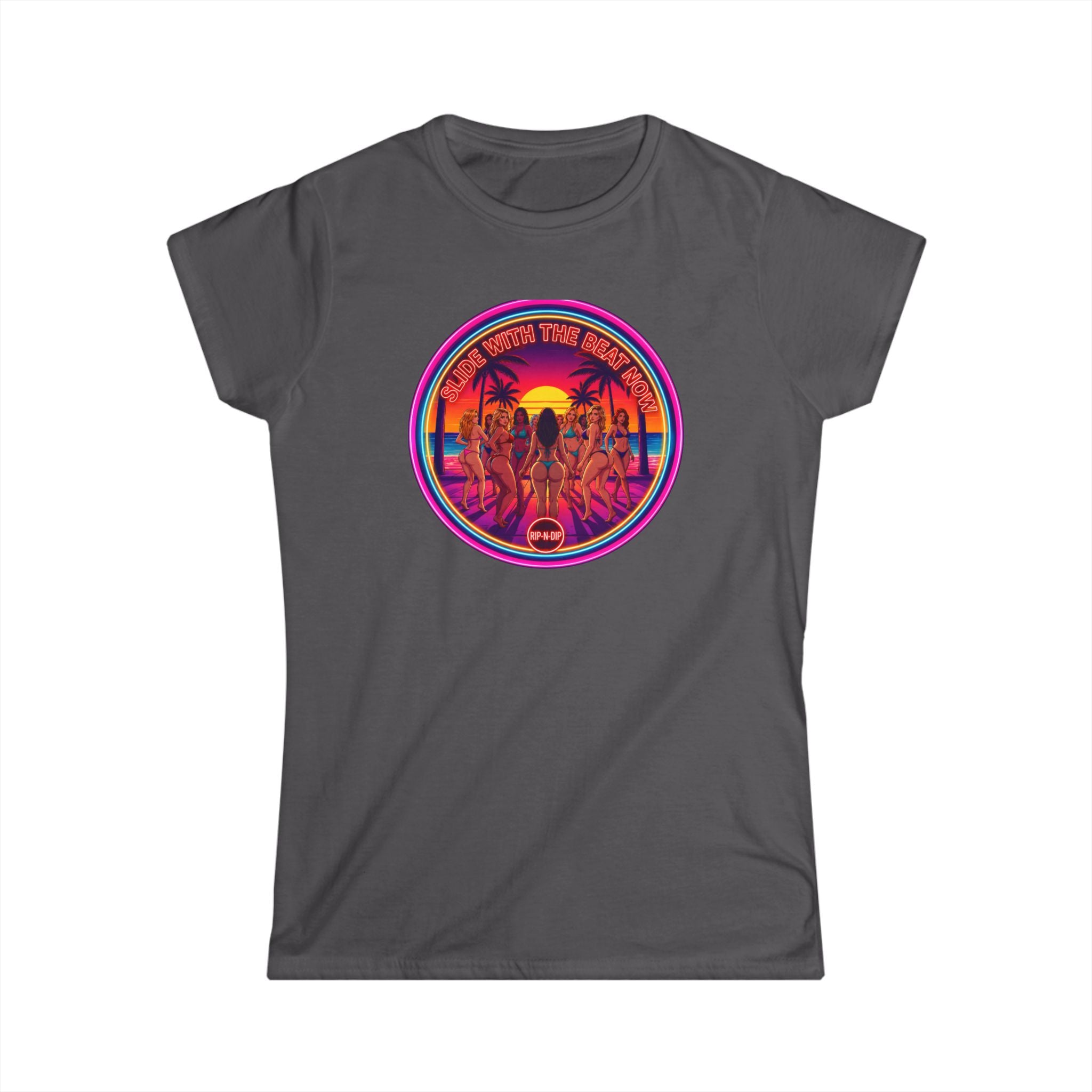Women's Tee - " Slide With The Beat Now " Classic White Softstyle Short Sleeve