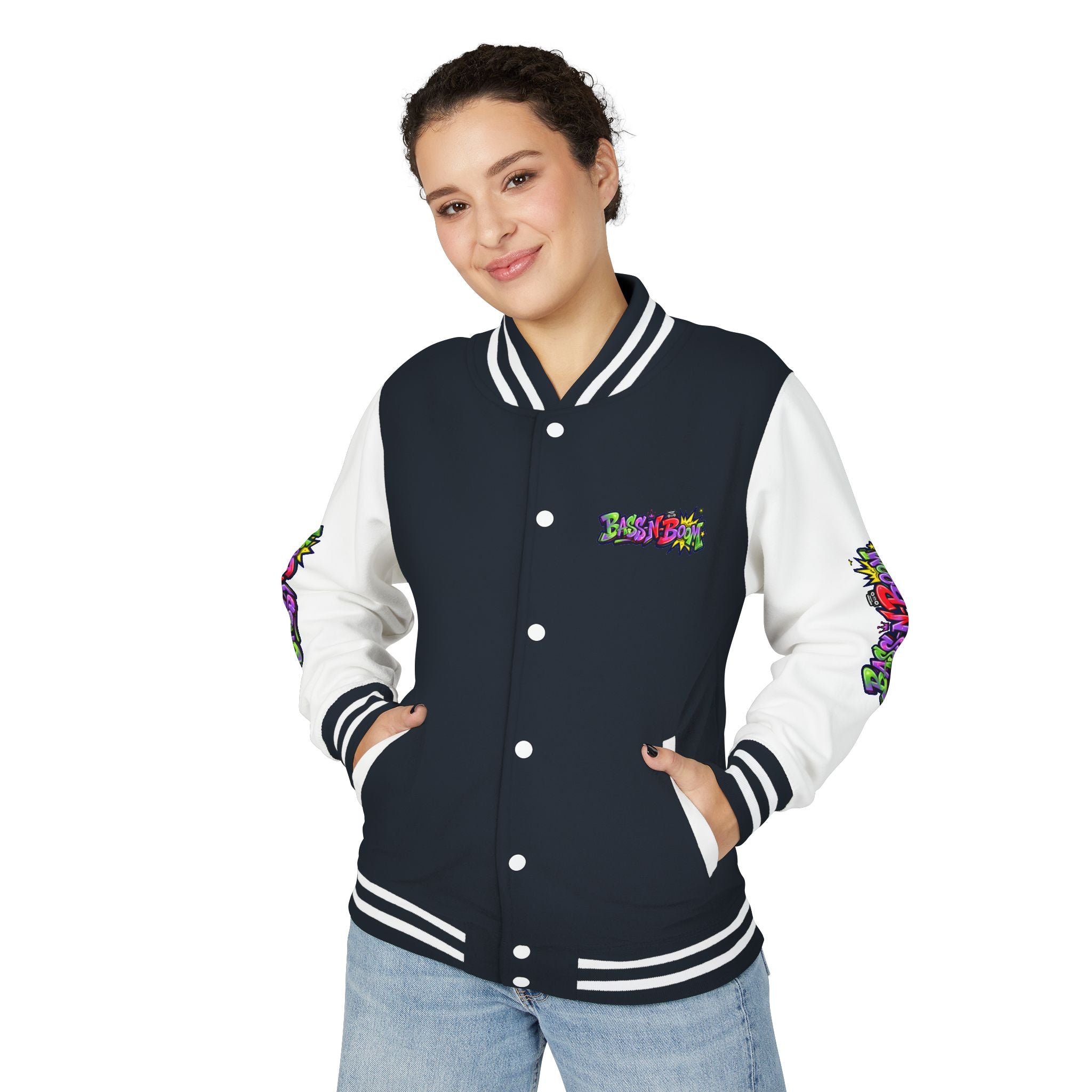 Letterman Jacket — 'Bass N Boom' Graffiti Bomber