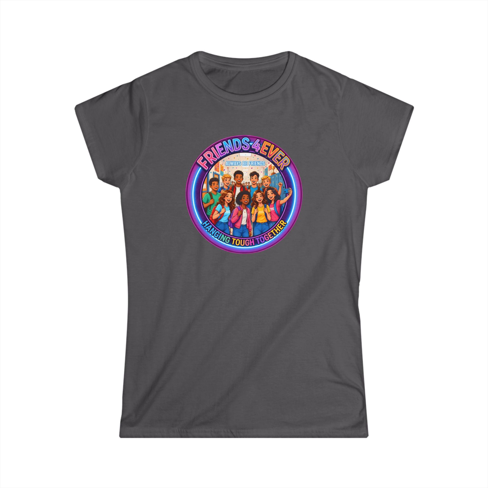 "Friends 4Ever" Graphic Tee — Retro Diverse Girl Squad Shirt