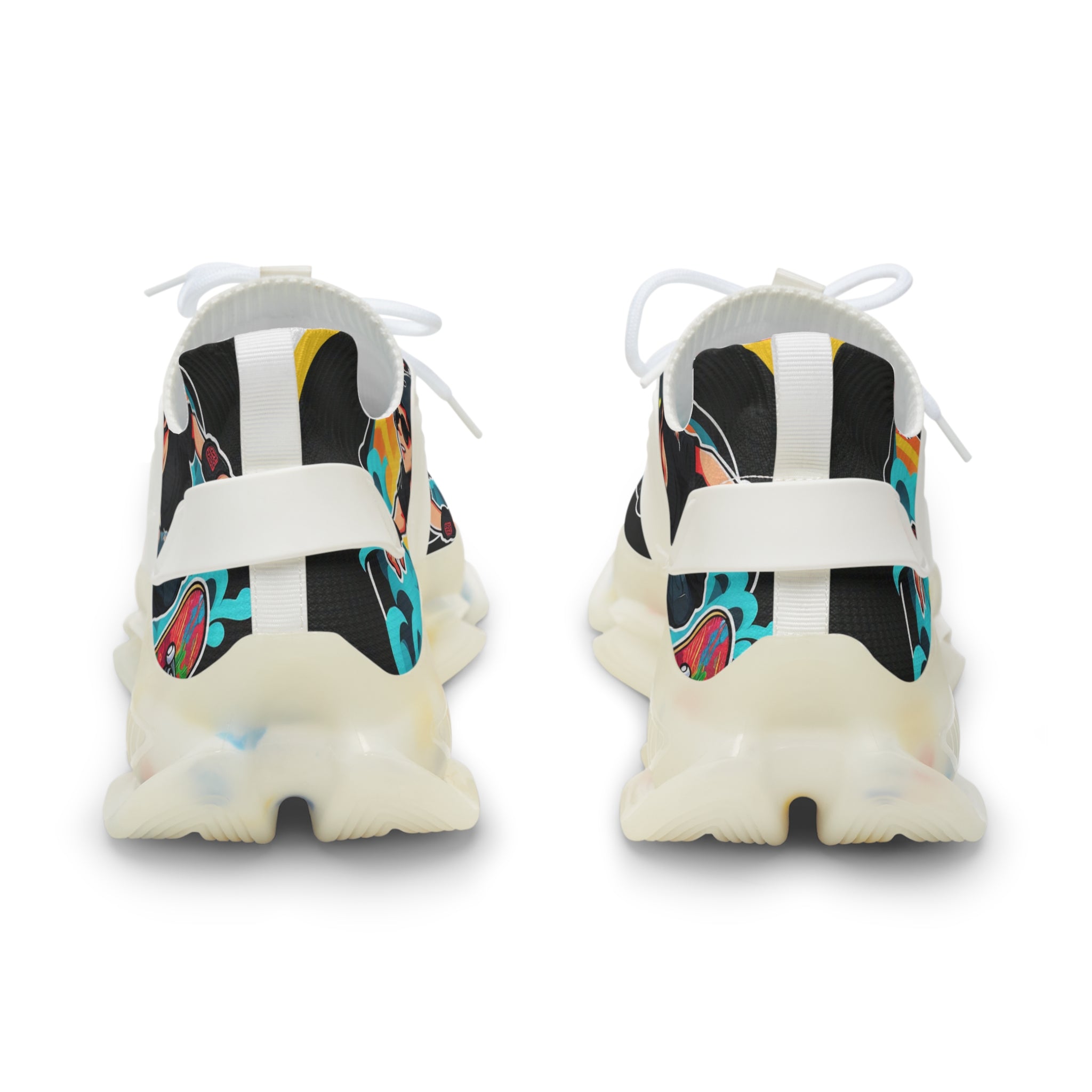 Retro Pop Graphic Men's Mesh Sneakers —"Skate Or Die"Colorful 90s Skate-Inspired Design