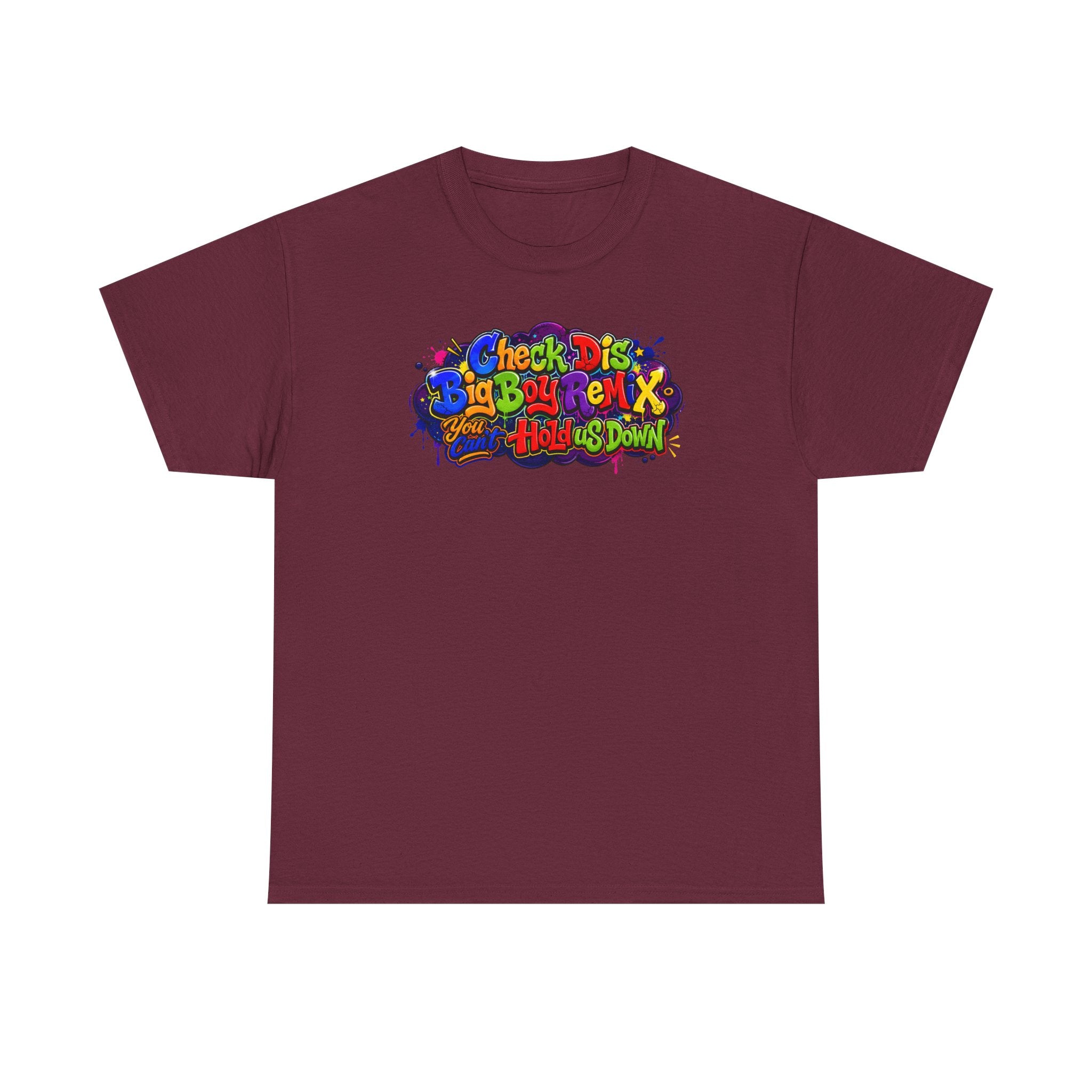 Graphic Tee — Colorful 'Check Dis Big Boy Remix' Retro Street Art T-Shirt