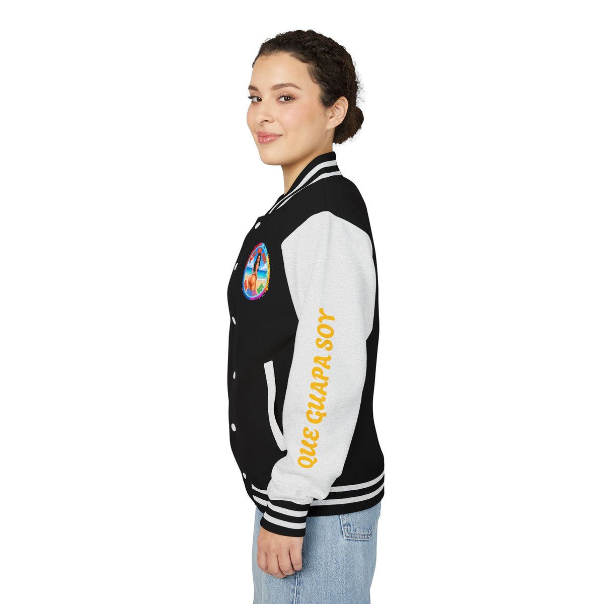 Letterman Jacket – Retro Beach Pinup Varsity Jacket with 'Ayi Ayi Ayi' Graphic