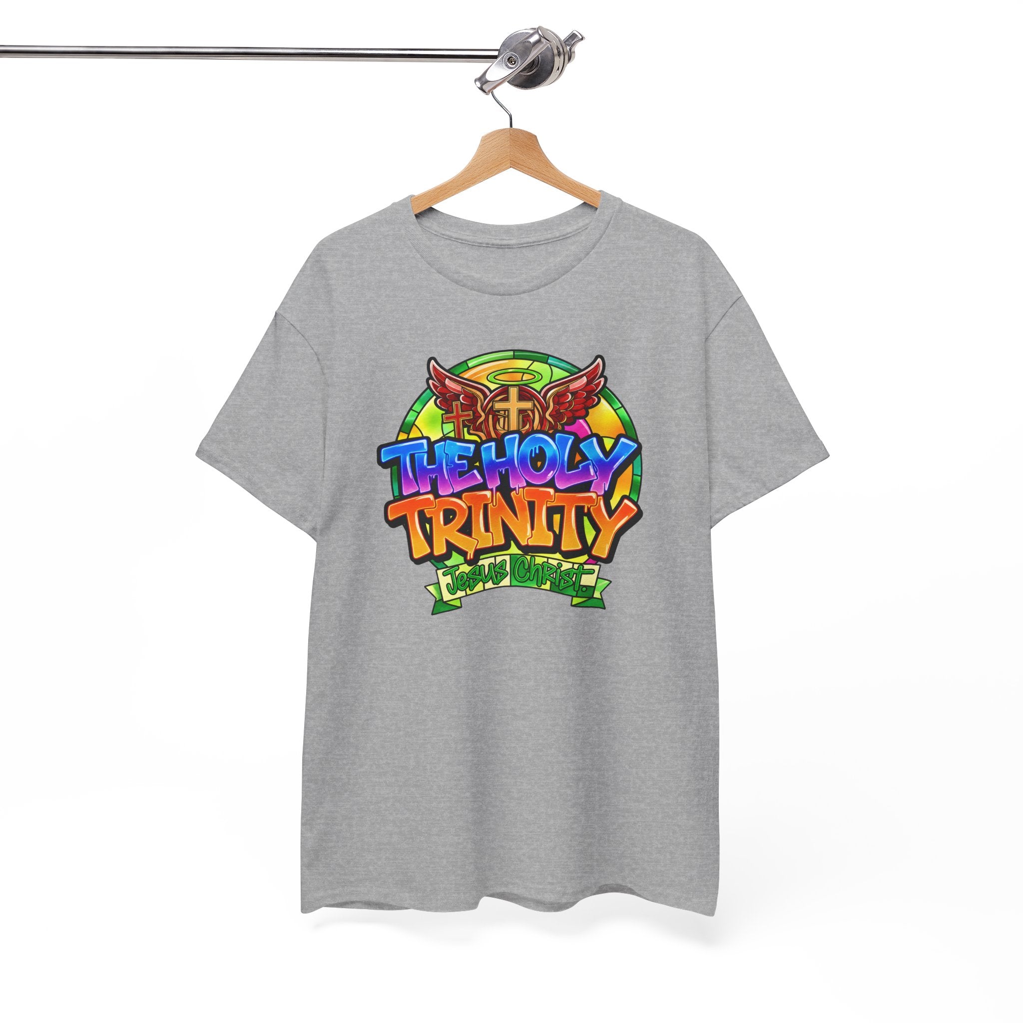 Holy Trinity Graphic Tee — Colorful Faith-Inspired Streetwear T-Shirt