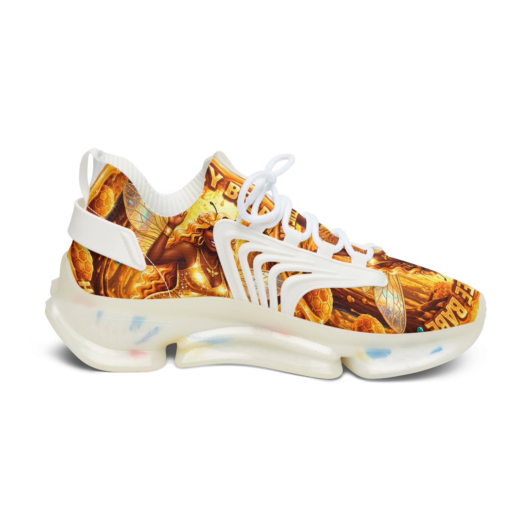 Mesh Sneakers — "Honey Bee Queen" Graphic Women’s Athletic Shoes