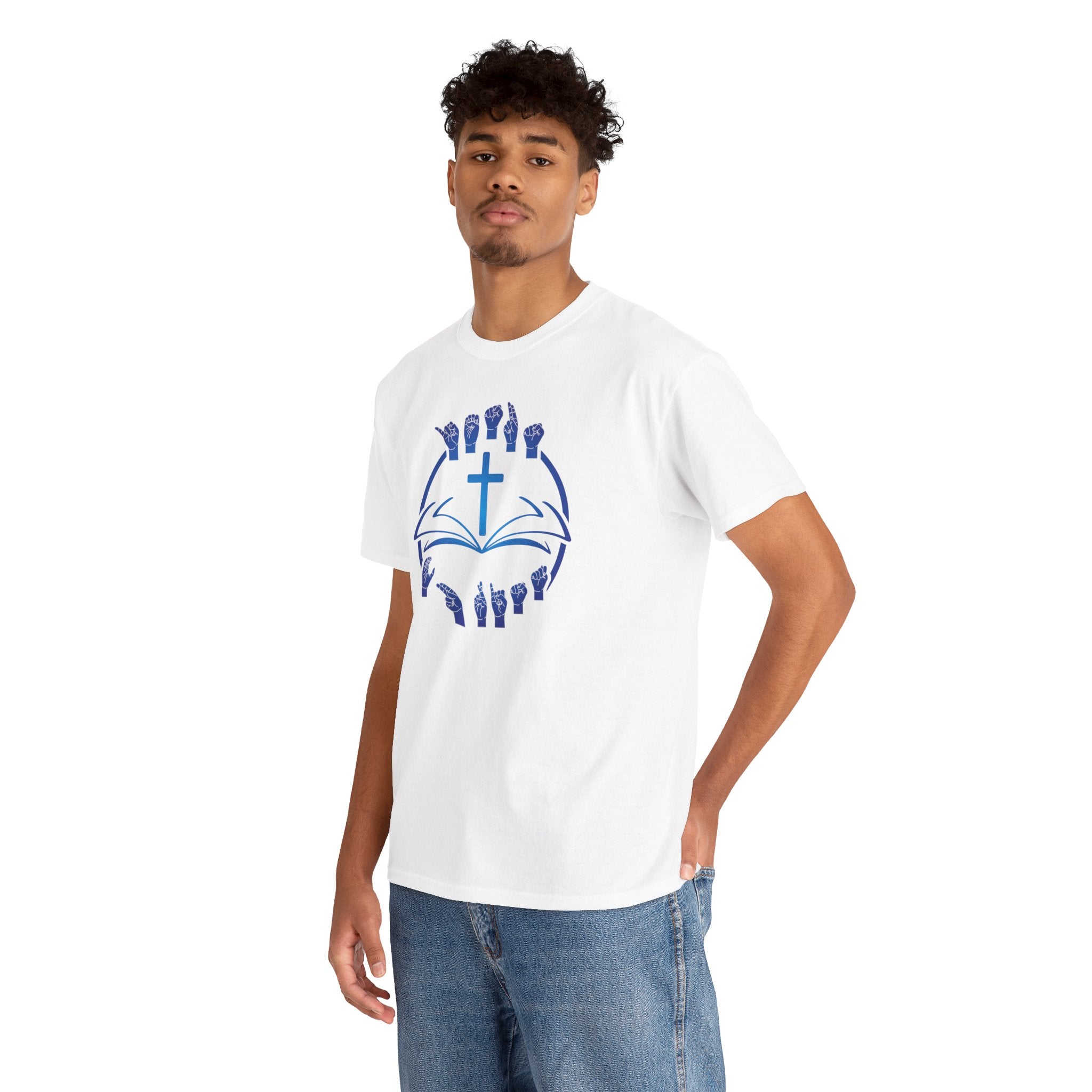"Christian Bible Cross Sign Language "T-Shirt — Faith Prayer Hands Tee