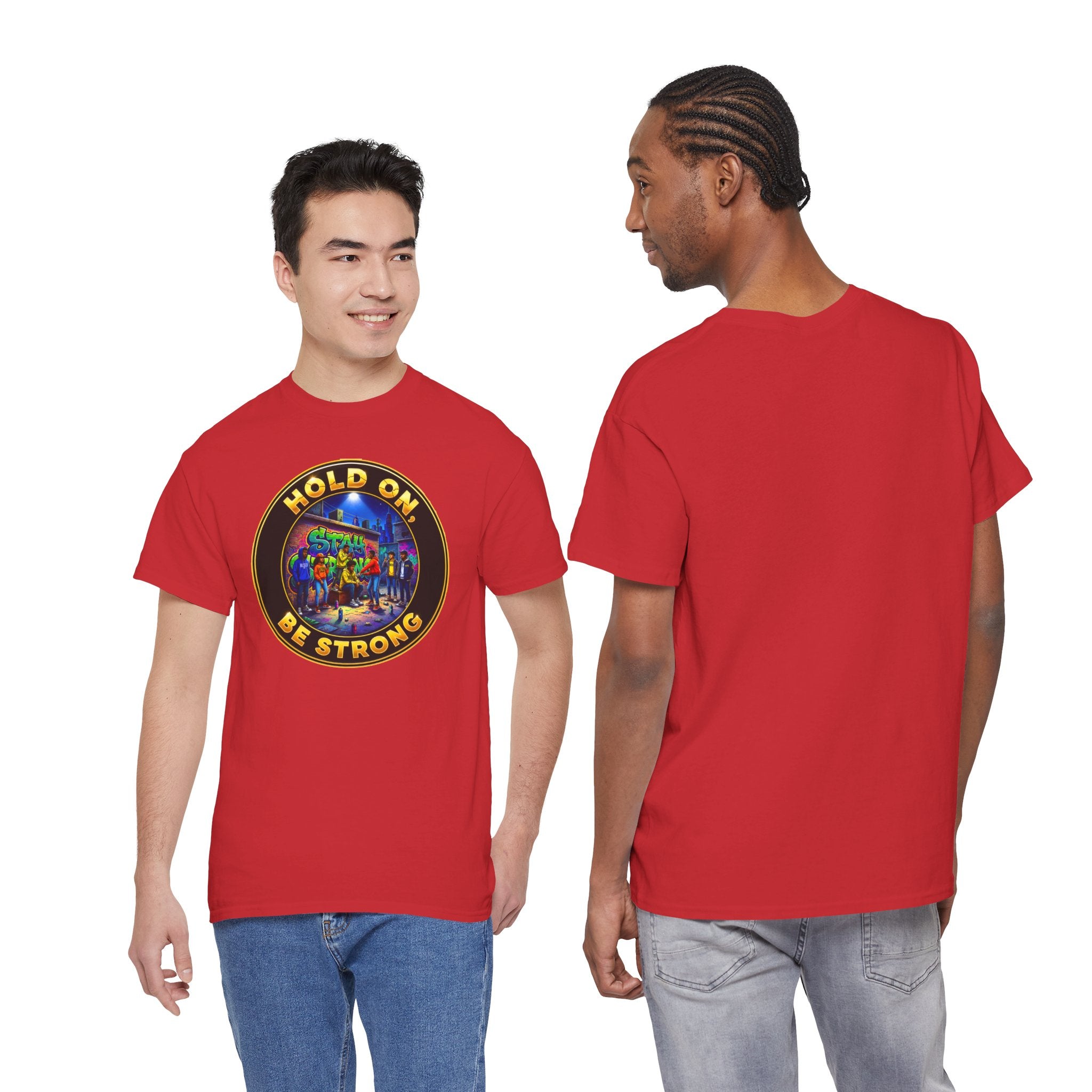 T-Shirt — 'Hold On Be Strong' Inspirational Retro Circle Graphic Tee
