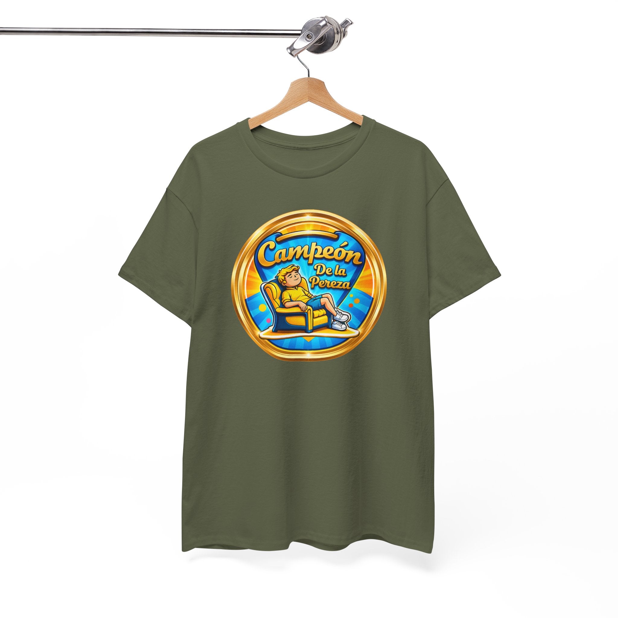 "Campeón De La Pereza" Tee — Gold Badge Adventure T‑Shirt