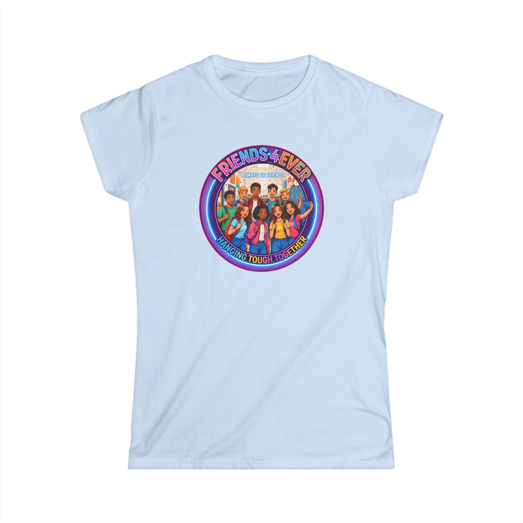 "Friends 4Ever" Graphic Tee — Retro Diverse Girl Squad Shirt