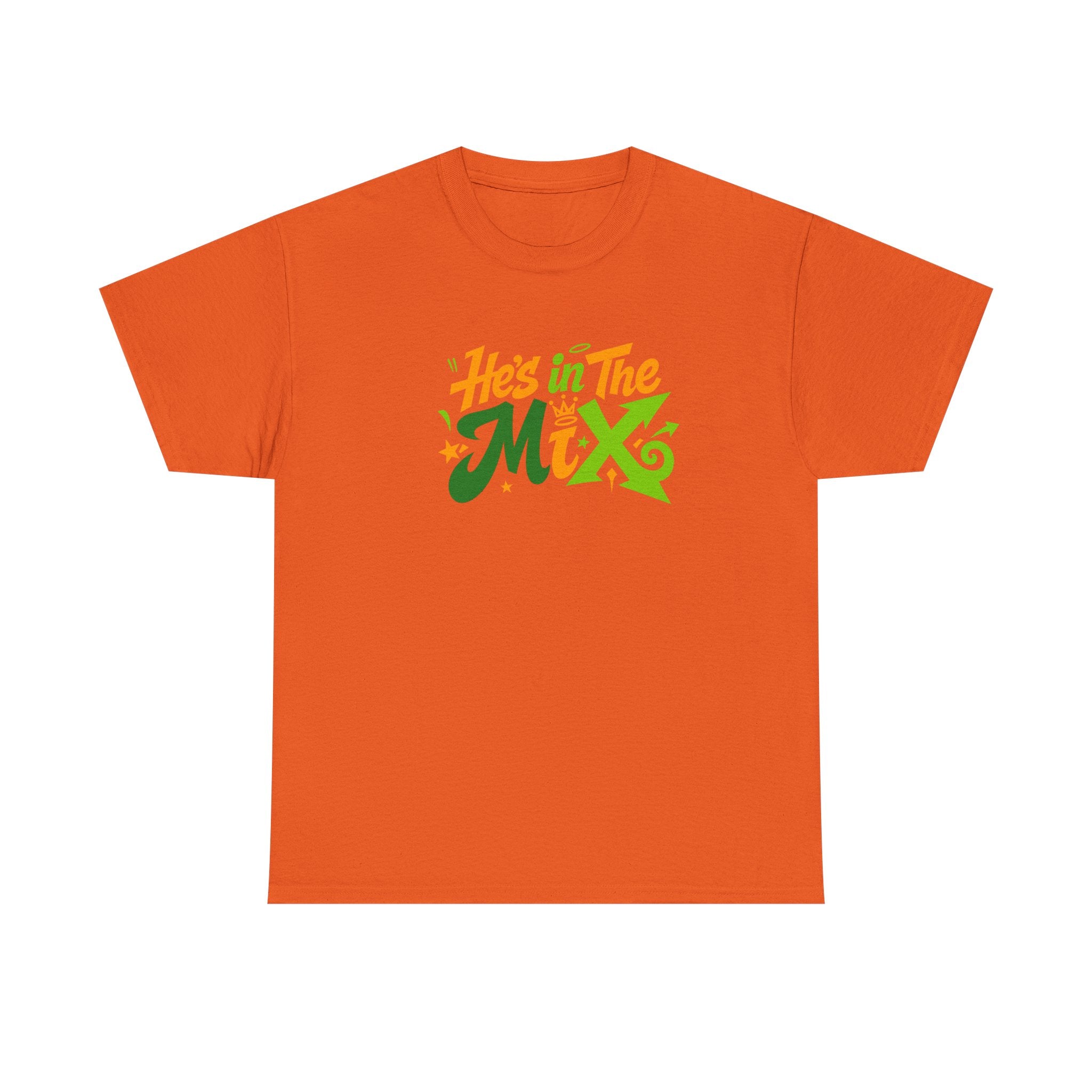 "He's in the Mix" T-Shirt — Retro Green & Orange DJ/Music Tee