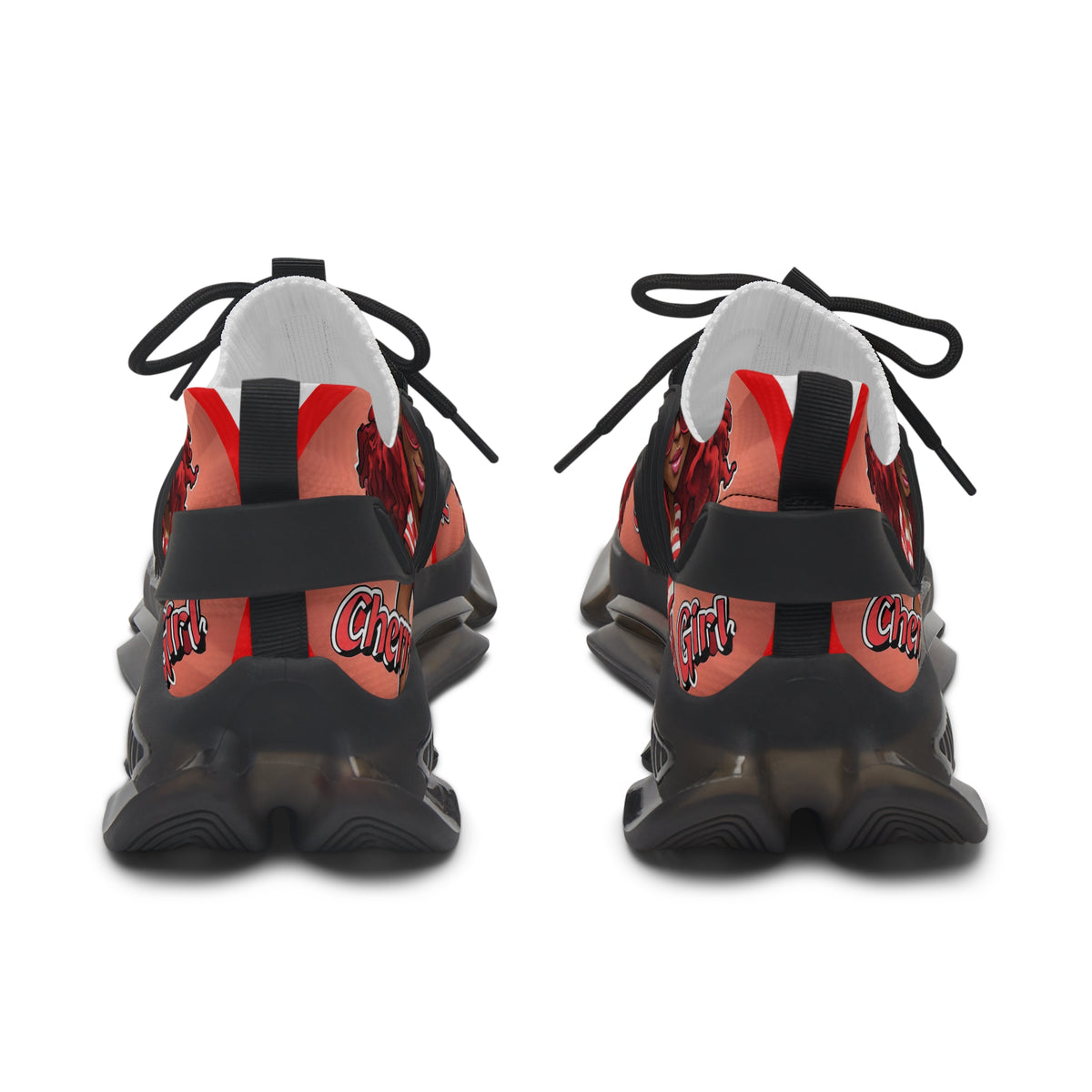 Red Curly-Haired Girl Athletic Sneakers — " Cherry Red Girl "Women's Fashion Mesh Shoes