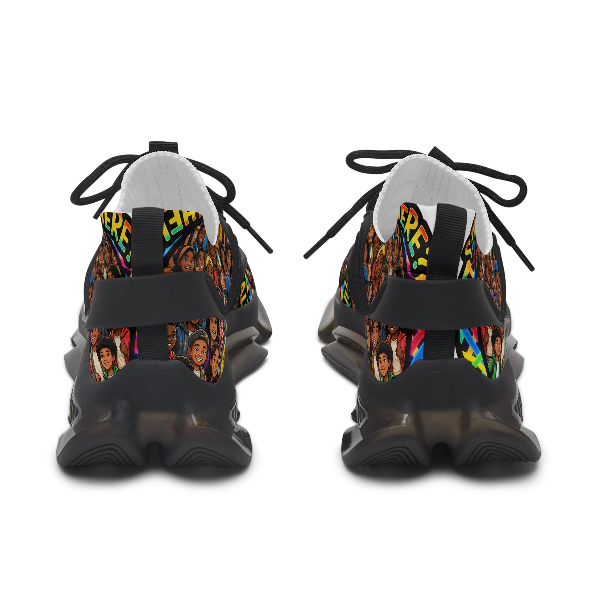 Mesh Sneakers — Colorful School Portrait Collage Women’s Sneakers