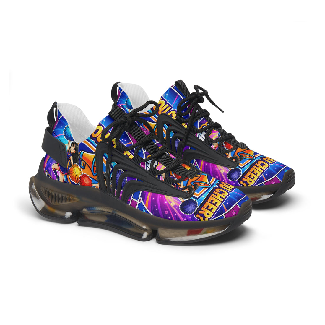 Women's Mesh Sneakers " Can You Cheer?" — Colorful Retro Graphic Athletic Shoes