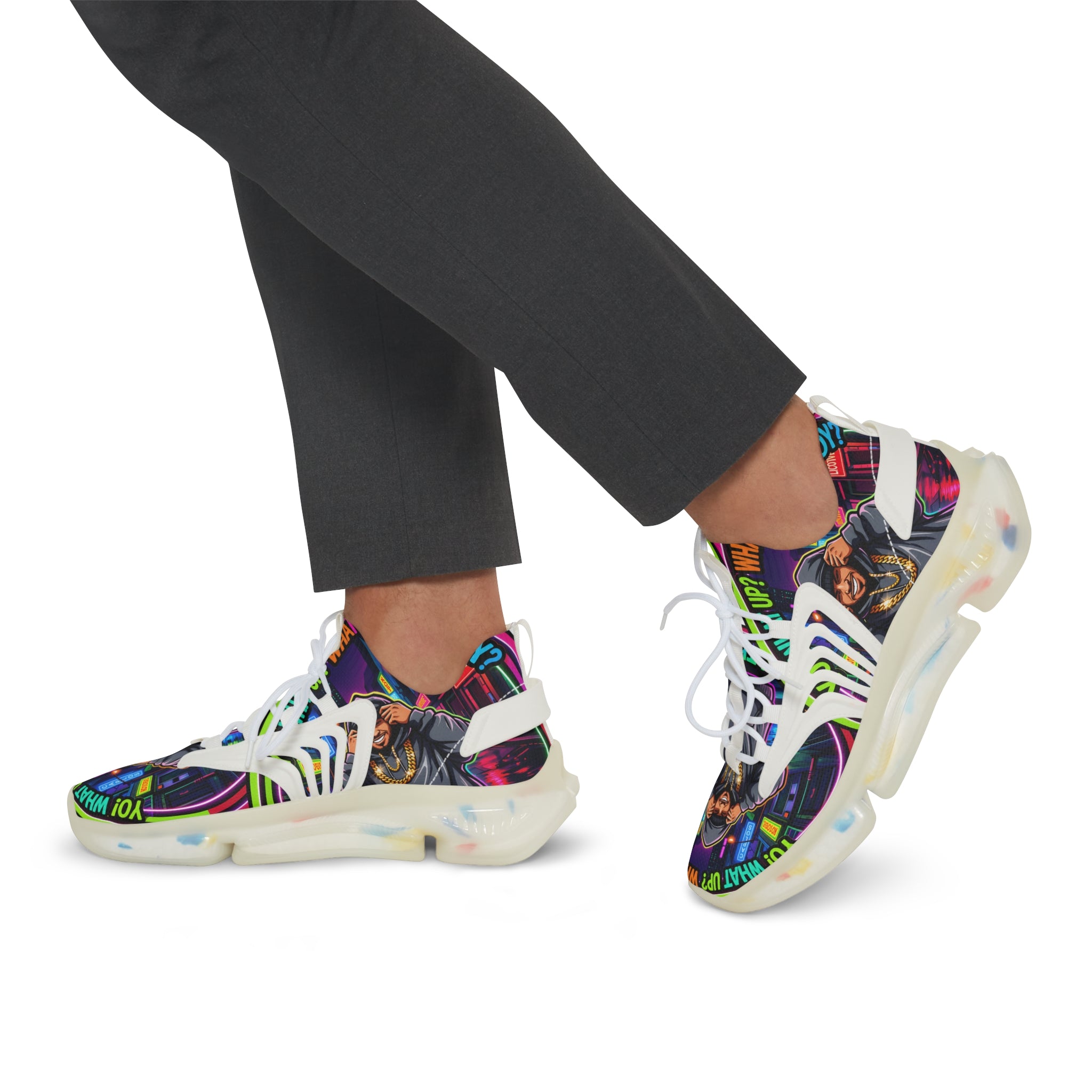 Men's Mesh Sneakers — " Yo, What's up? Rapper Graphic Athletic Shoes