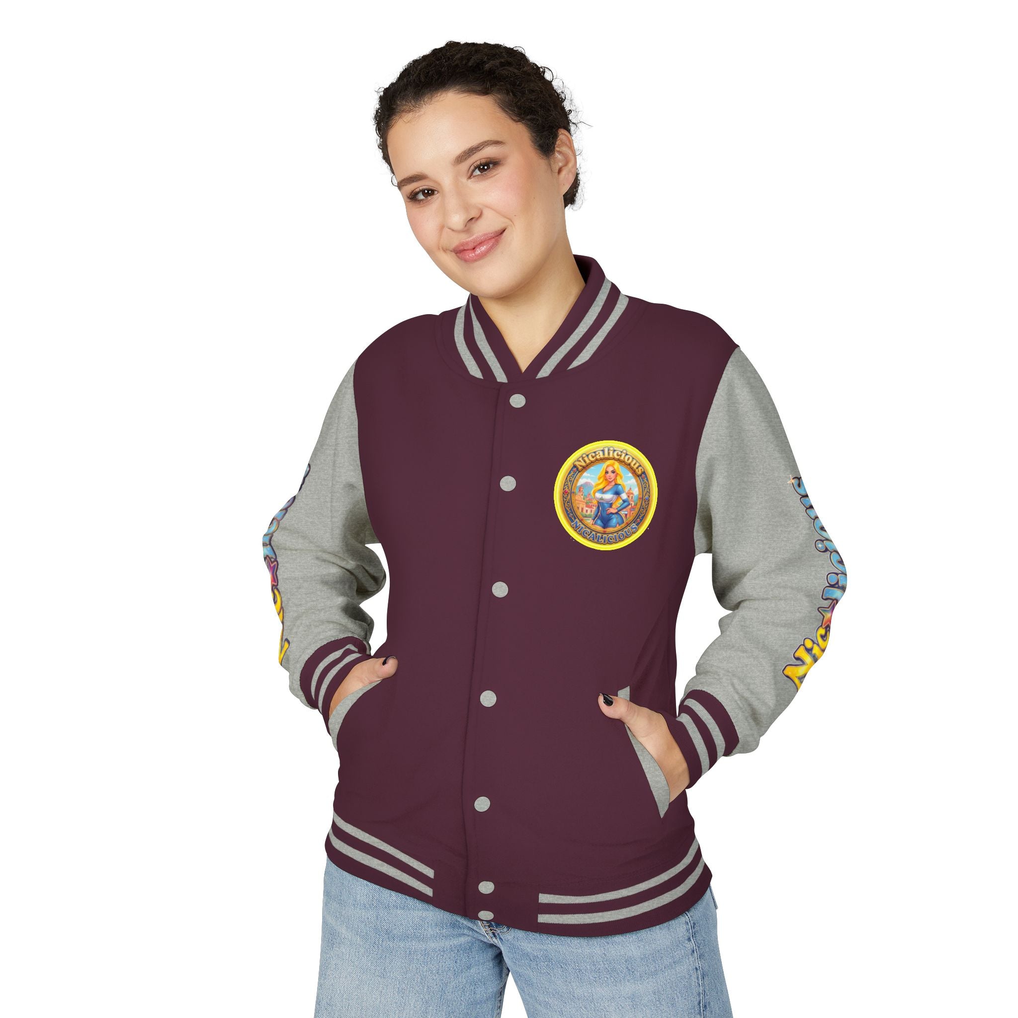 Letterman Jacket — 'Nicalicious' Retro Pinup Logo Varsity Jacket
