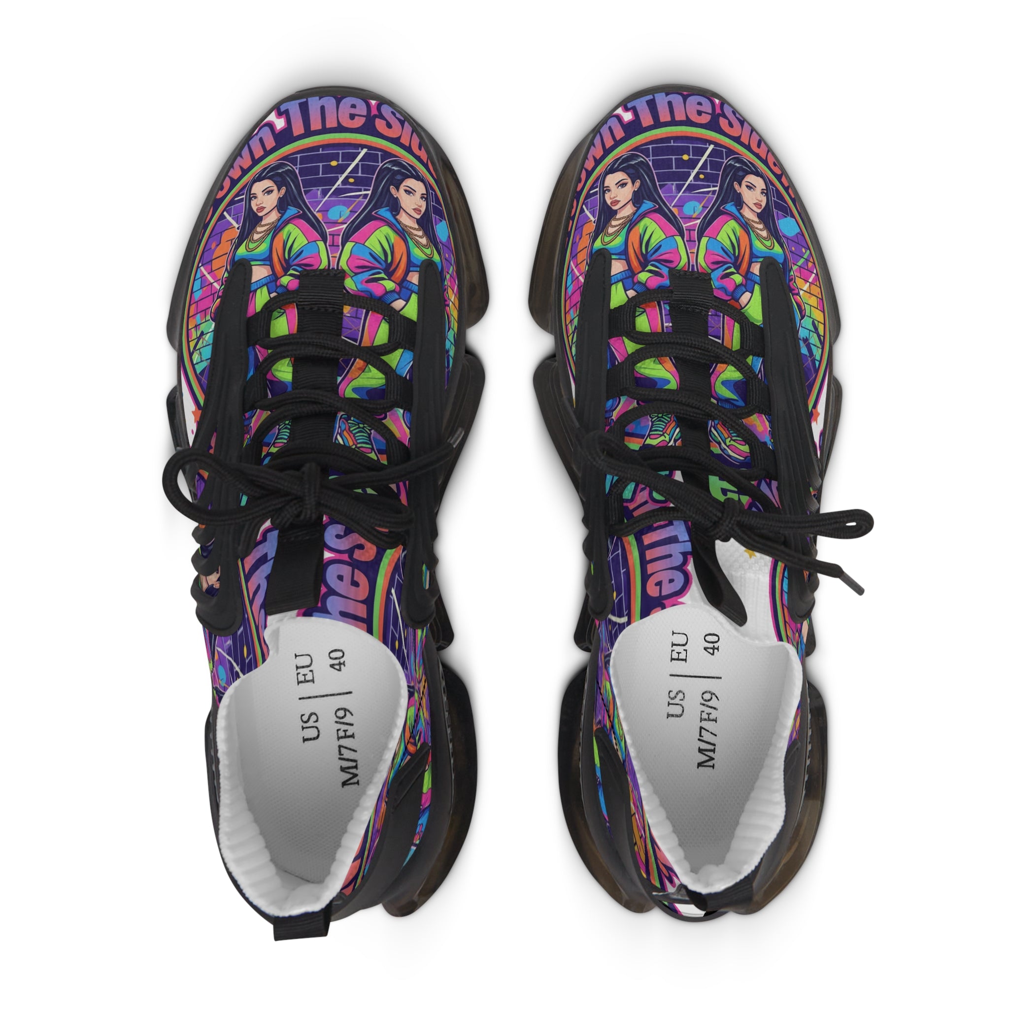 Women’s Mesh Sneakers — "We Own The Sidewalk "Colorful Retro Graphic Streetwear Trainers