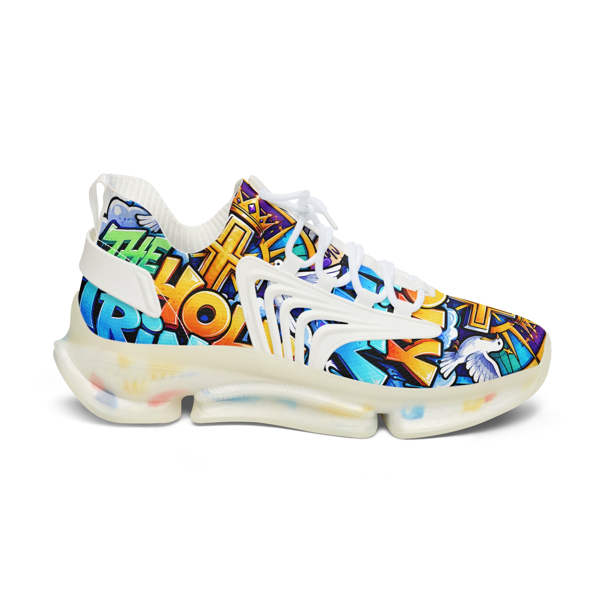Men's Mesh Sneakers — 'The Holy' Colorful Graffiti Athletic Shoes for Women