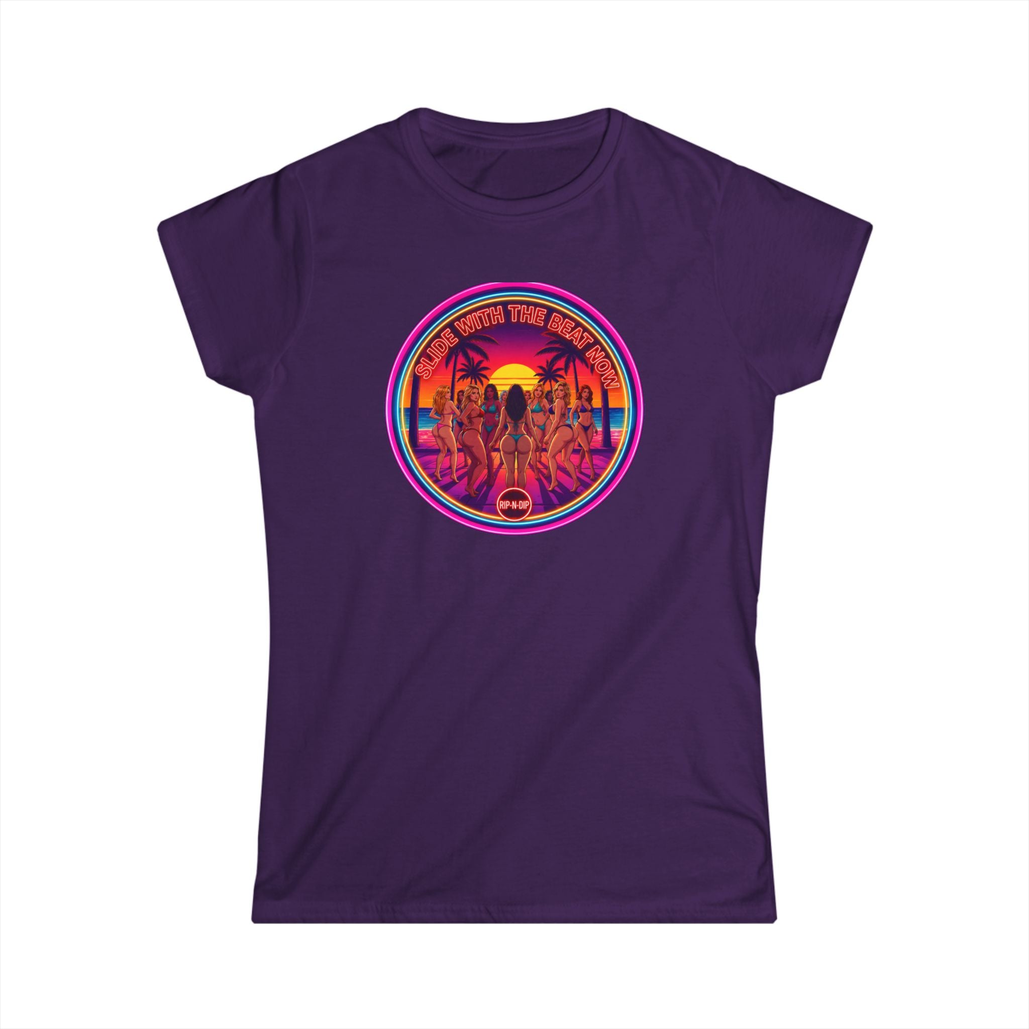 Women's Tee - " Slide With The Beat Now " Classic White Softstyle Short Sleeve
