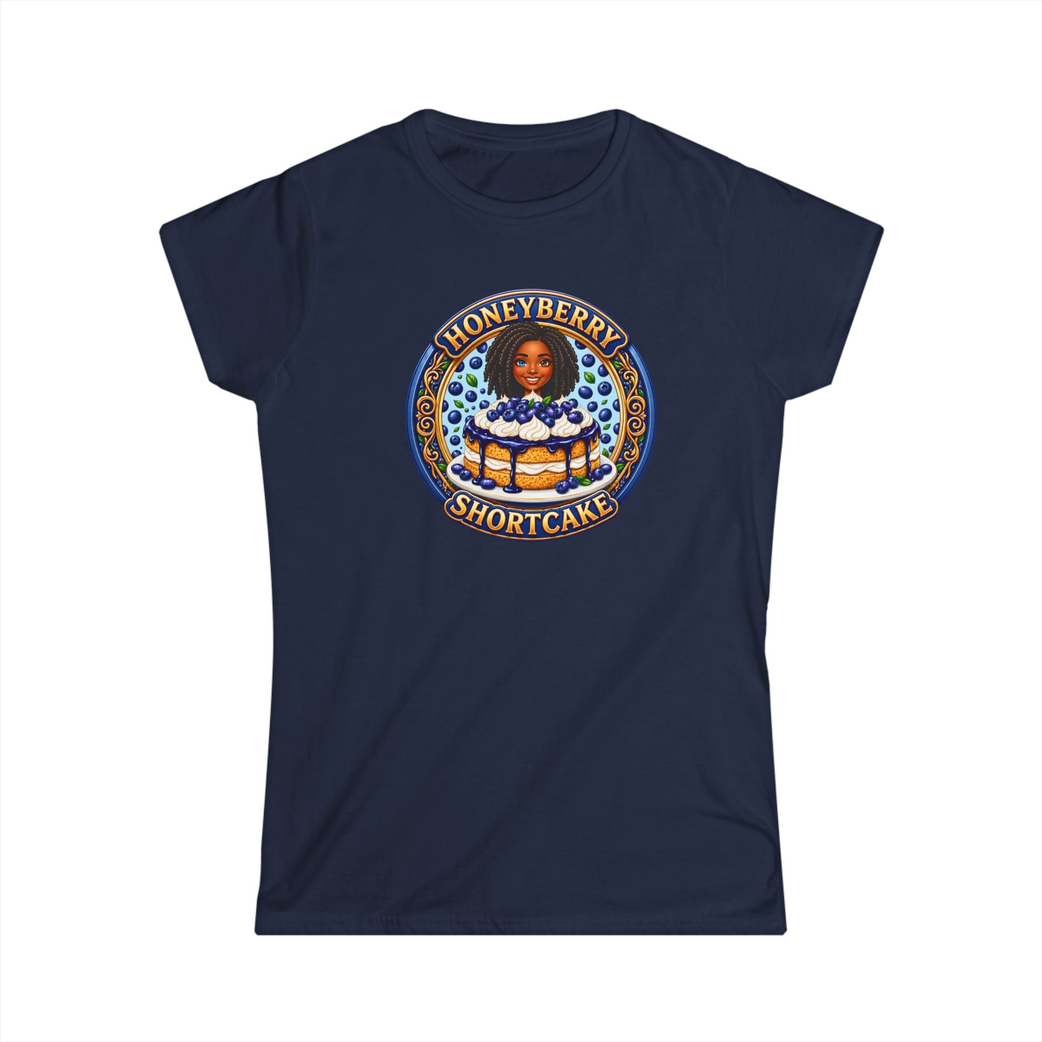 "Honeyberry Shortcake" Women's Tee – Retro Dessert Graphic Shirt