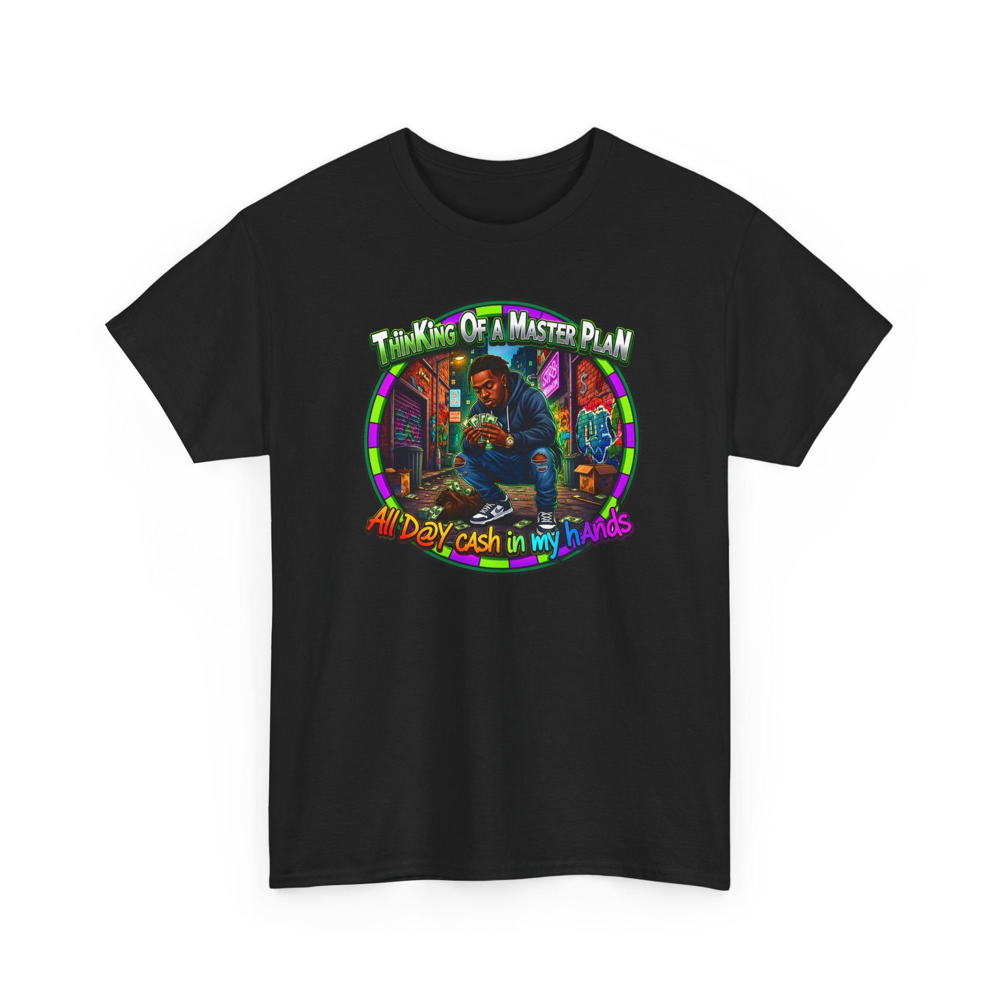 T-Shirt — "Thinking of a Master Plan" Colorful Retro Hip-Hop Graphic Tee