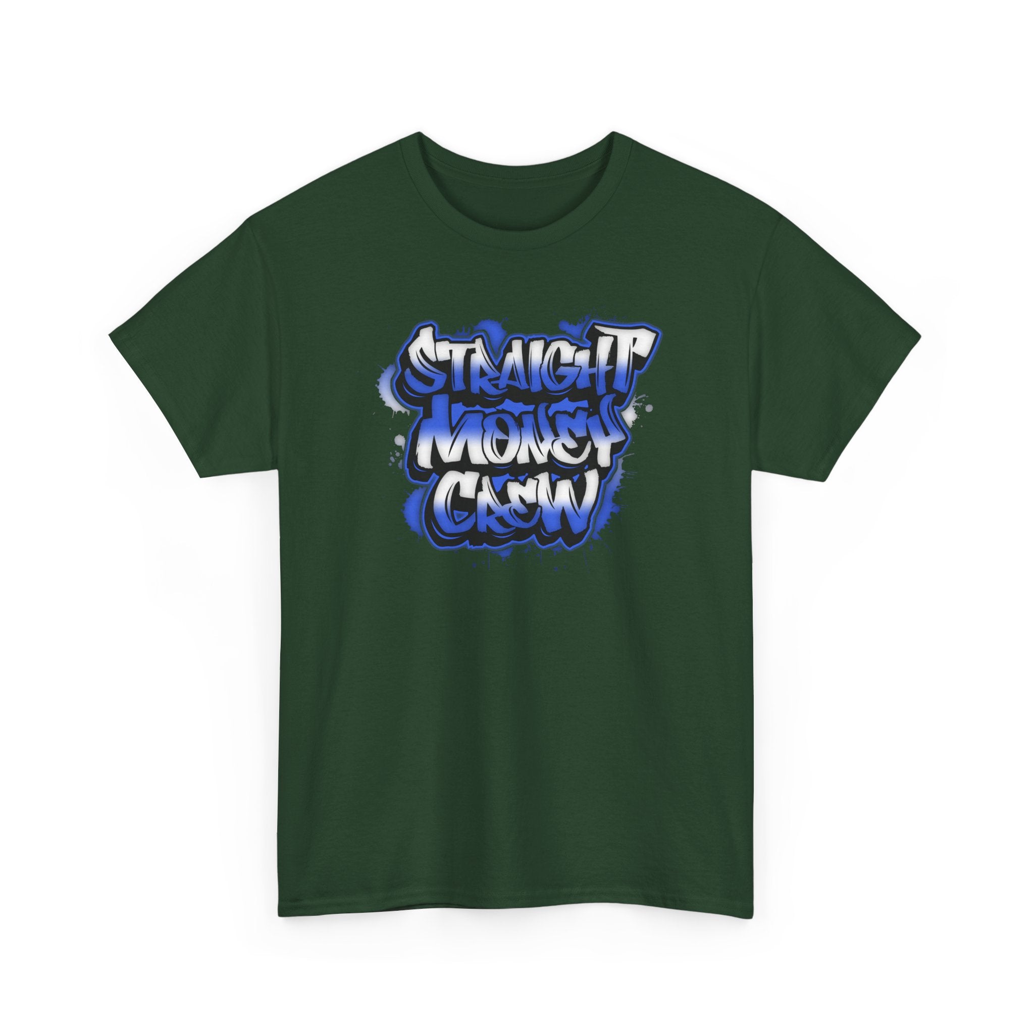 T-Shirt — "Stackin' Money Crew" Blue Graffiti Graphic Tee