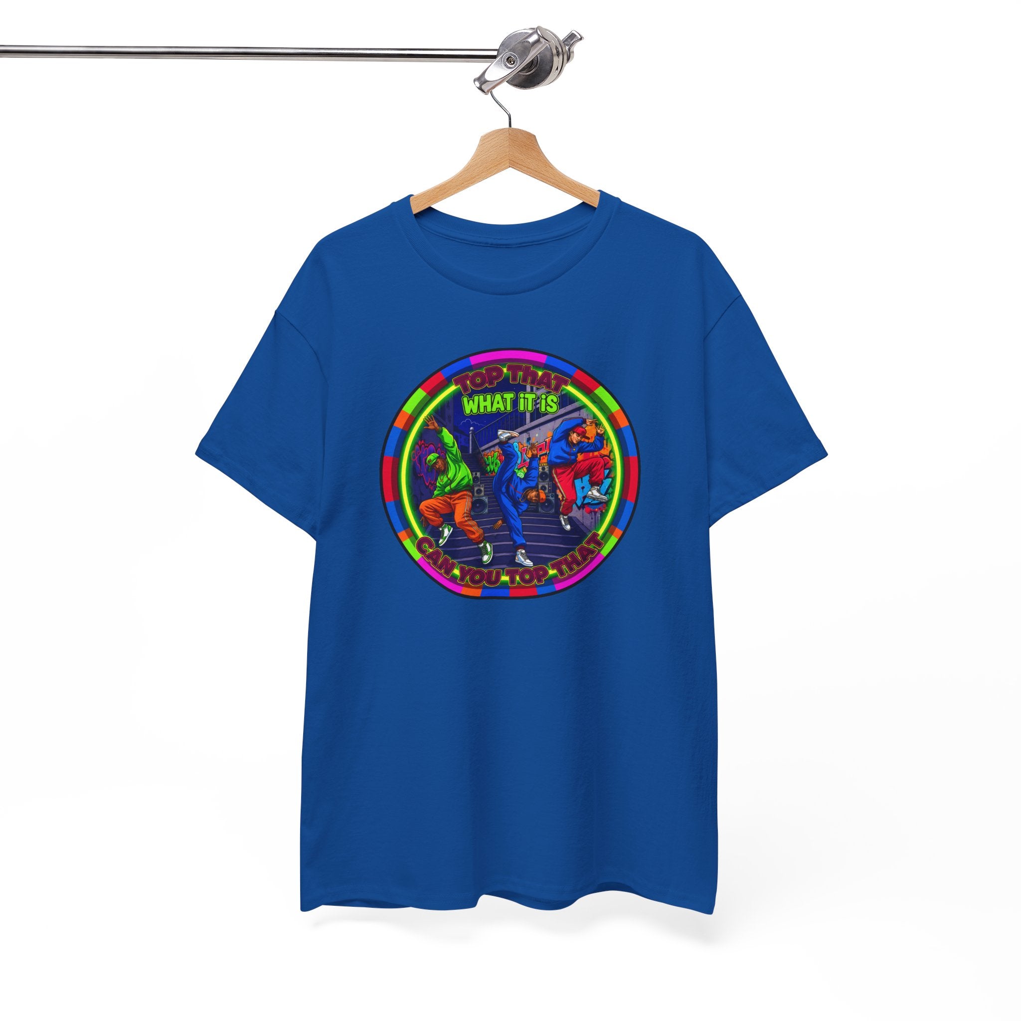 Dance Crew T-Shirt – "Top That What It Is" Retro Neon Graphic Tee