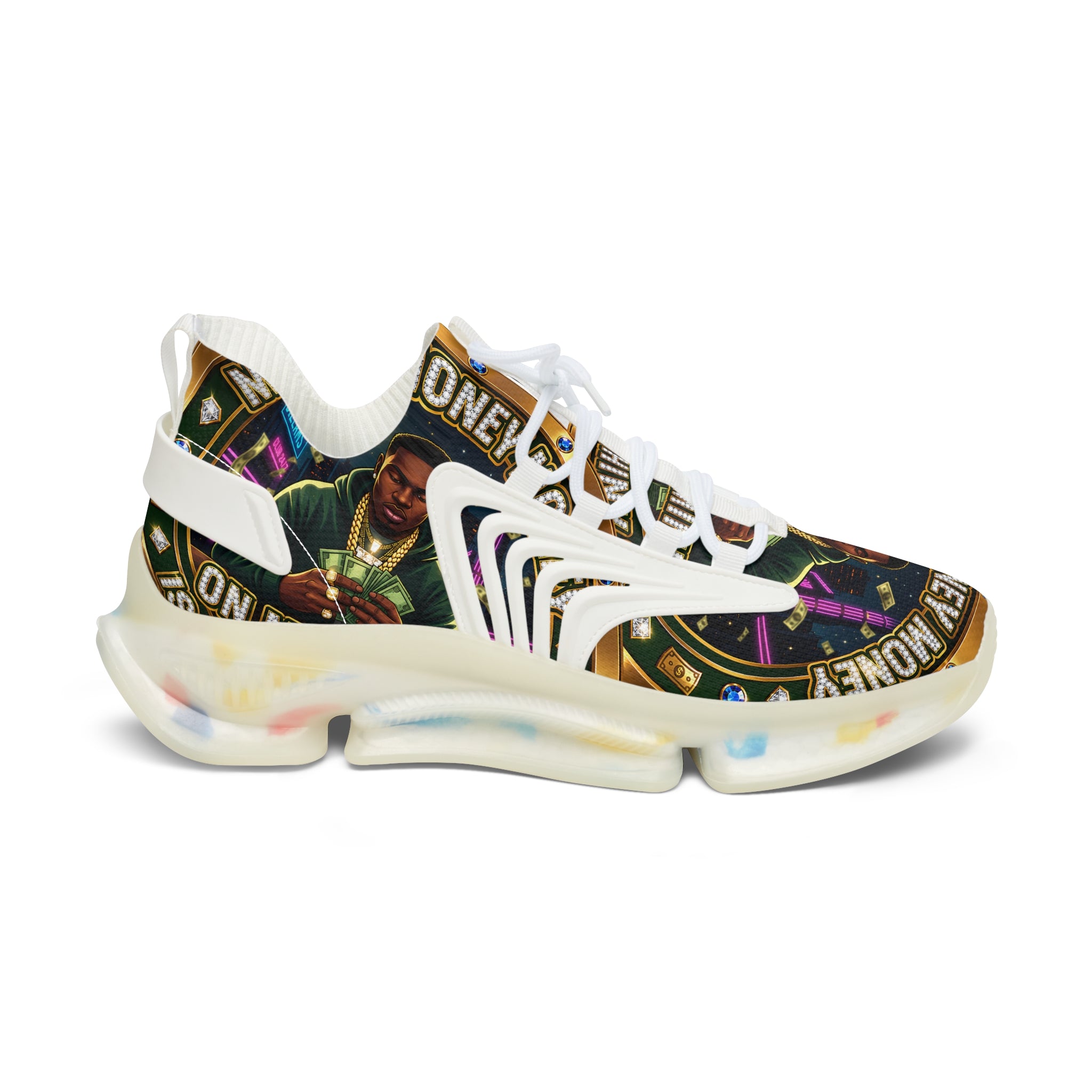 Men's Mesh Sneakers — 'Money' Graphic Women's Athletic Shoes