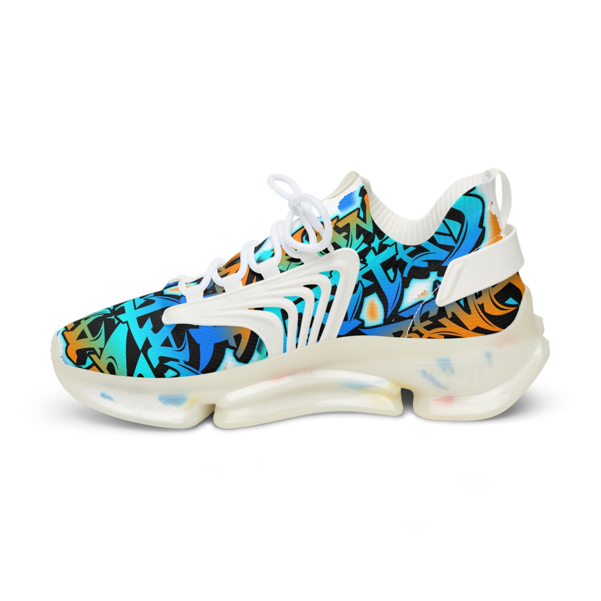 Mesh Sneakers —" Gamer Tatted Foreva" Graffiti Streetwear Athletic Shoes for Men