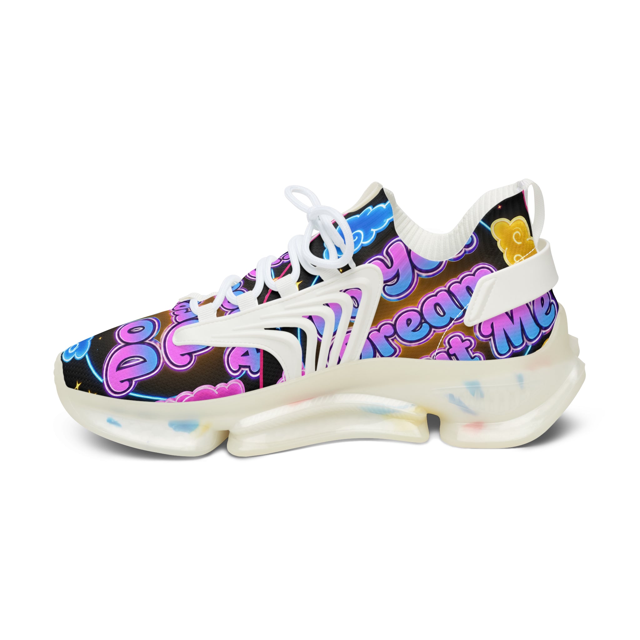 Mesh Sneakers — "Do You Dream Bout Me" Colorful Cloud Graphic