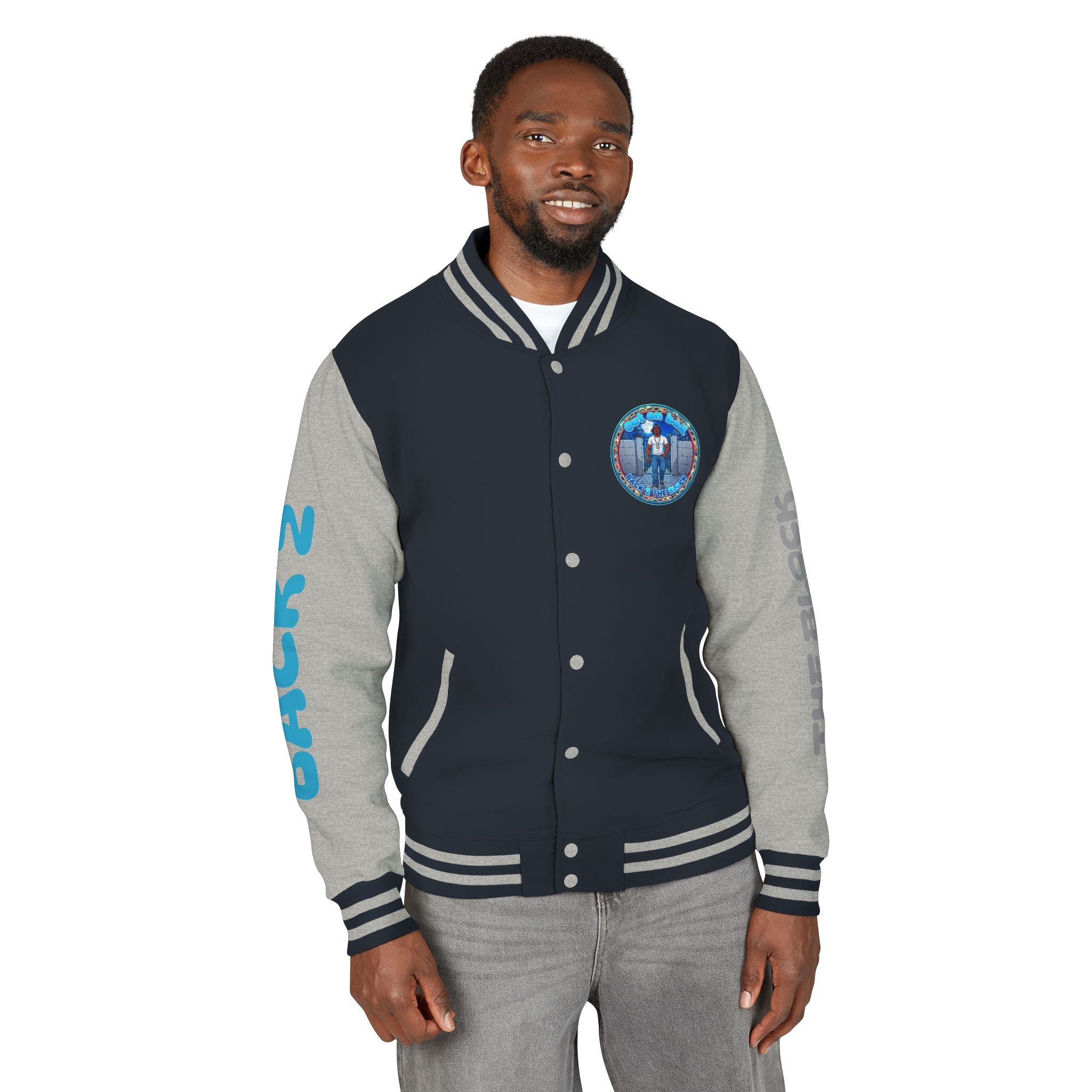 Letterman Jacket — 'Back 2 The Block' Retro Streetwear Patch Jacket