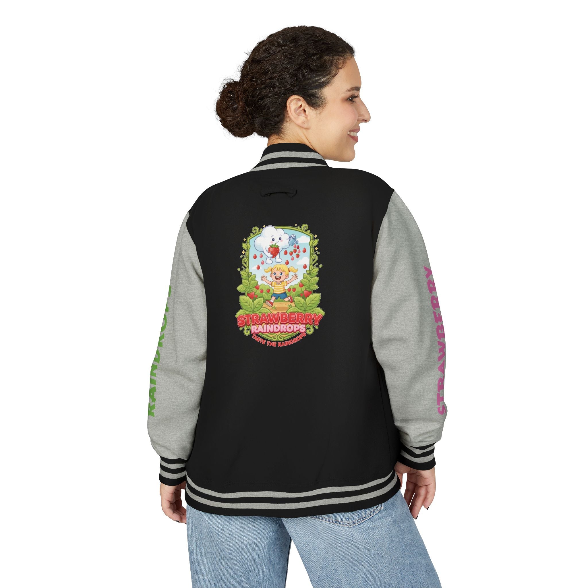 Letterman Jacket —"Strawberry Raindrops" Back Patch