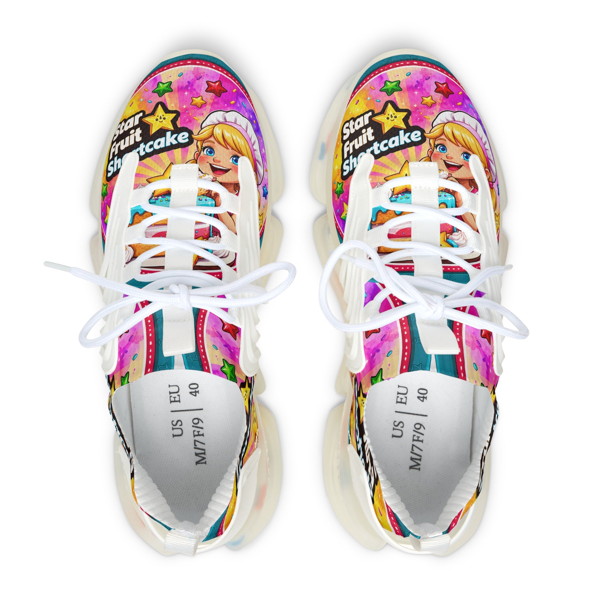 Mesh Sneakers — Colorful 'Star Fruit Shortcake' Anime Runner for Women